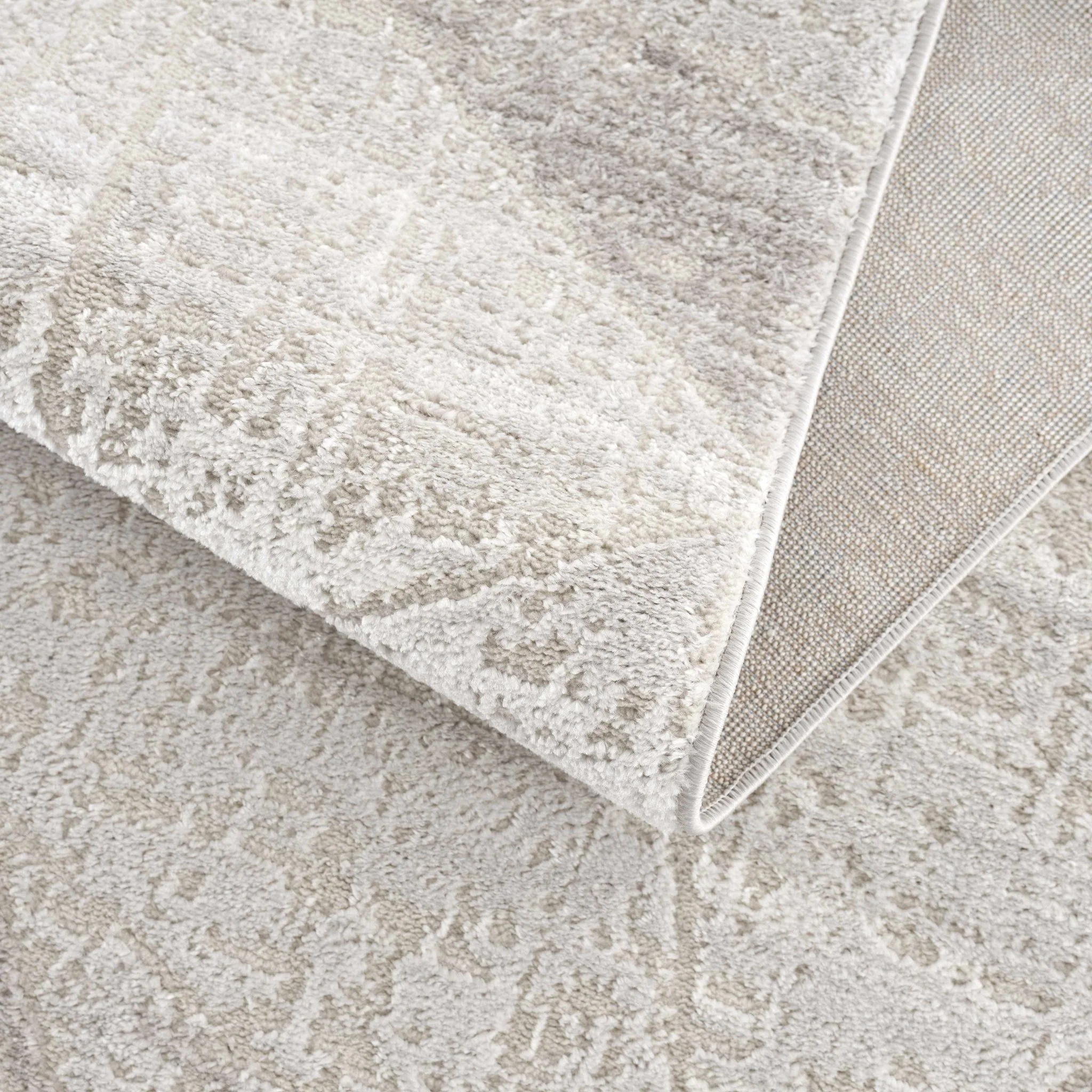 Modern Geometrical Ivory, Silver and Purple Area Rug - Image 6