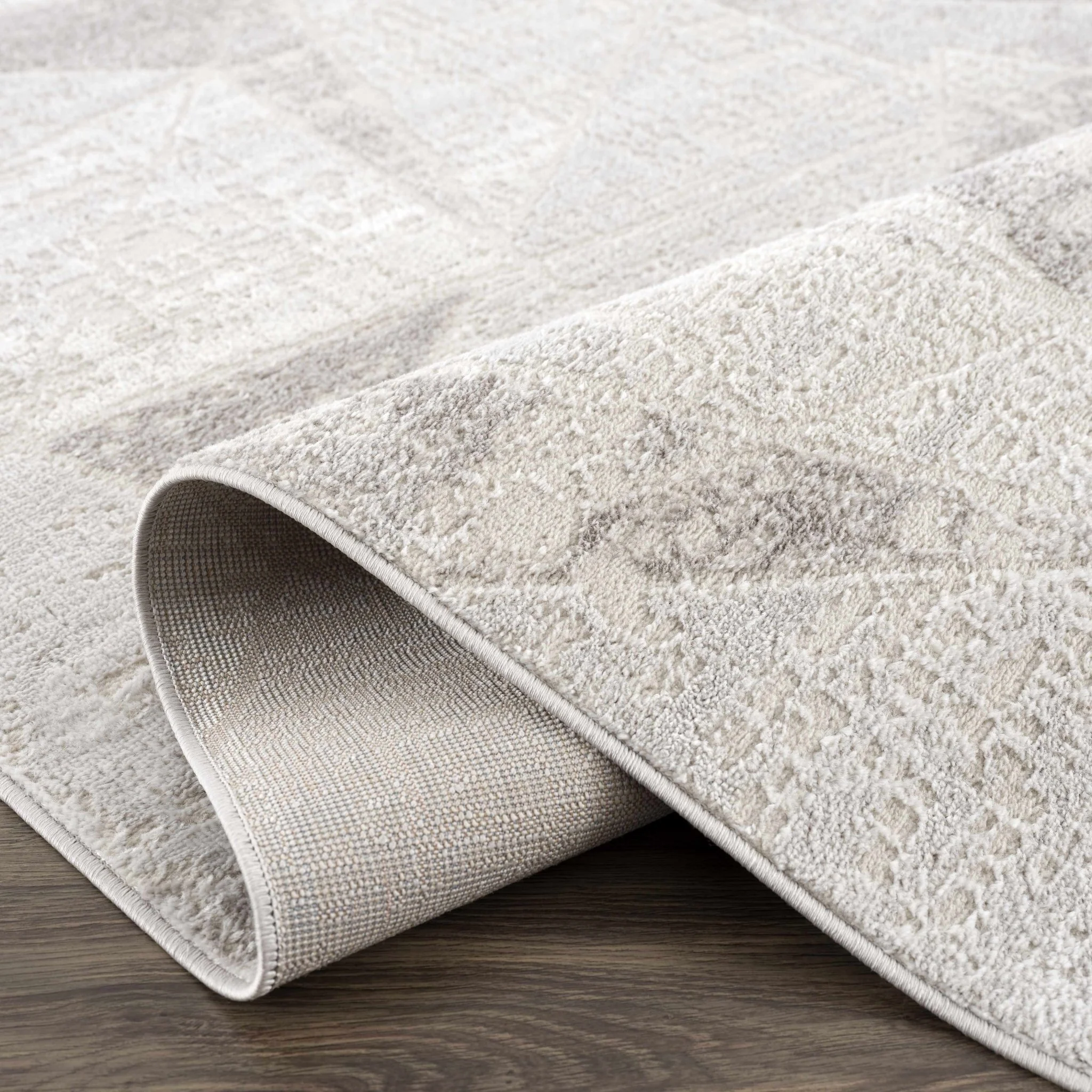 Modern Geometrical Ivory, Silver and Purple Area Rug - Image 7