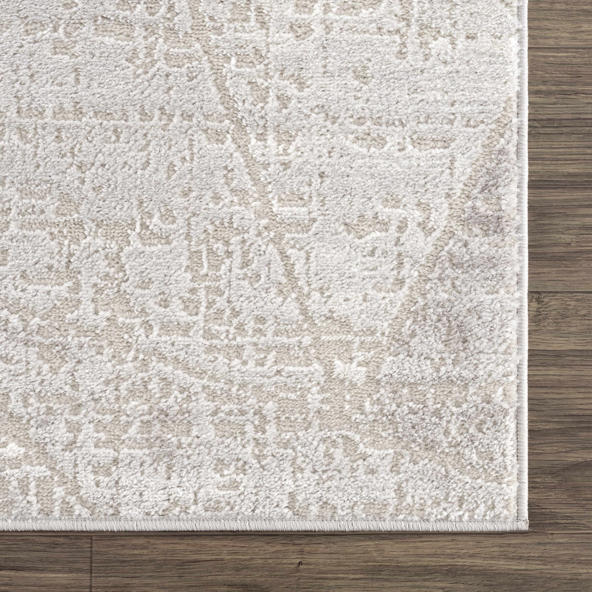 Modern Geometrical Ivory, Silver and Purple Area Rug - Image 8