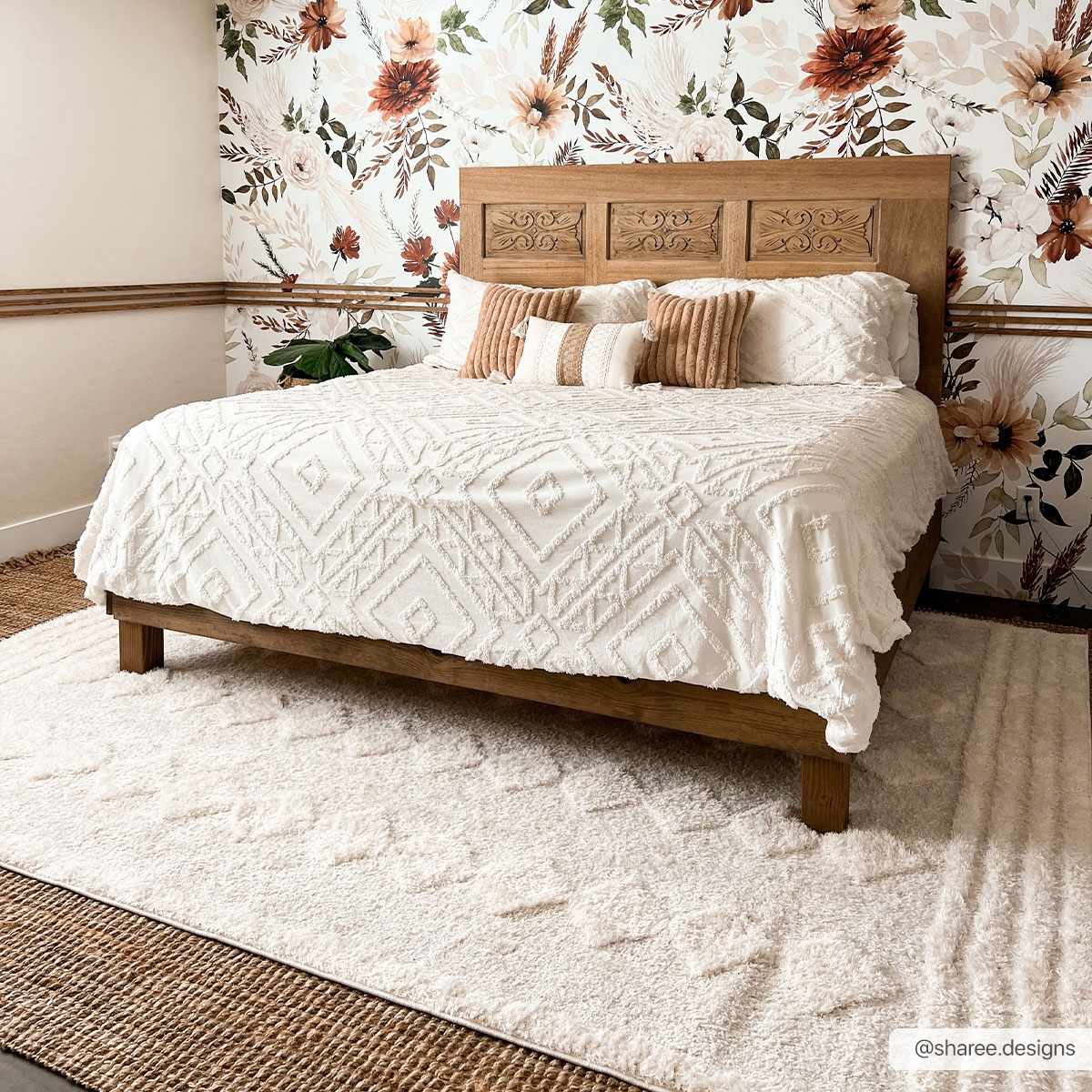 Modern Geometrical Ivory Stripes design Plush Pile area rug - Image 3