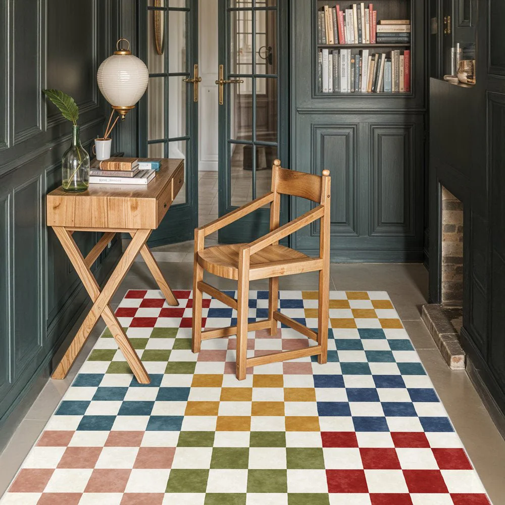 Modern Geometrical Multicolor Machine Washable Cotton Area Rug - Image 2