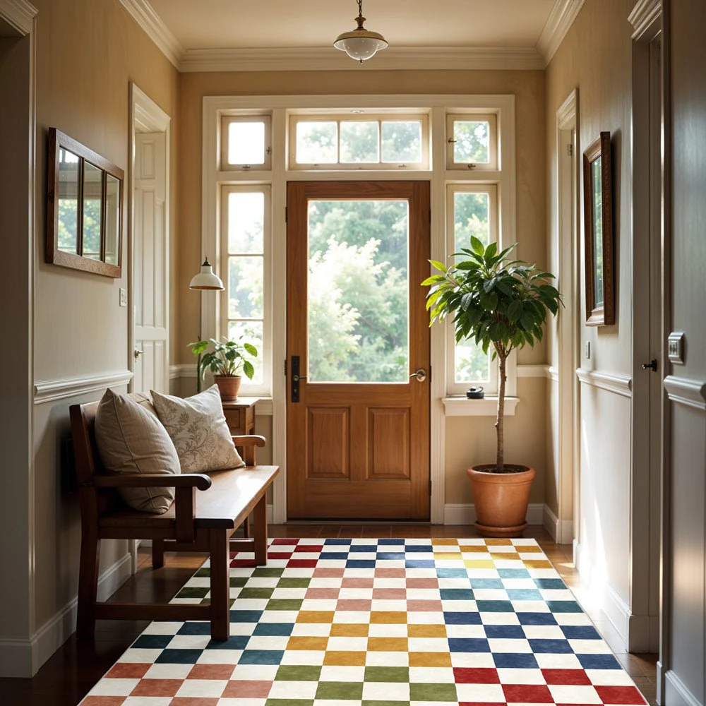 Modern Geometrical Multicolor Machine Washable Cotton Area Rug - Image 4