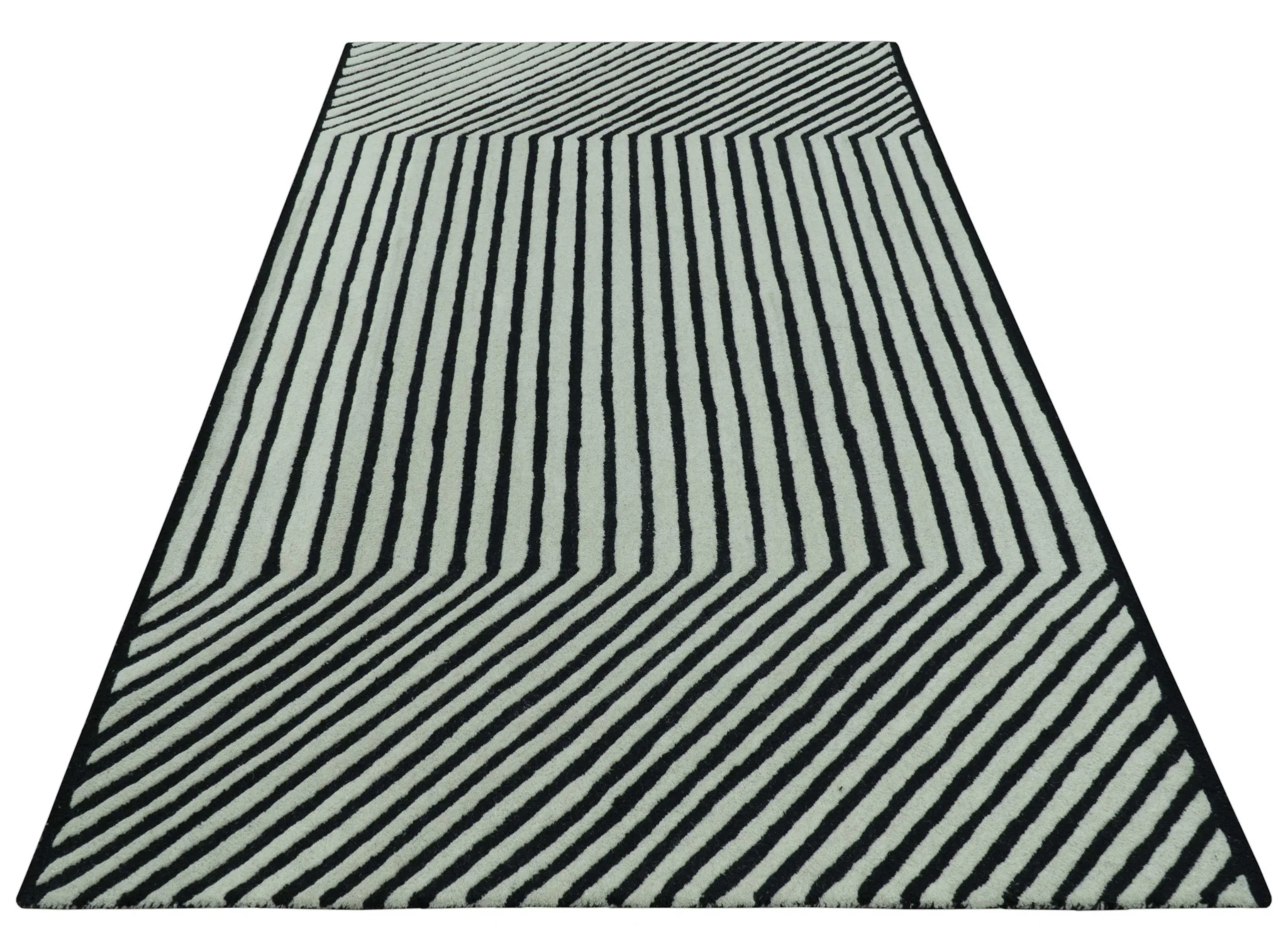 Modern Geometrical Pattern Black And White Hand Tufted Custom Made wool rug - Image 10