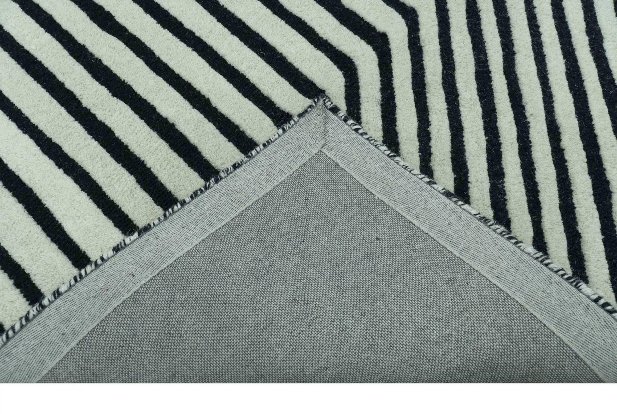 Modern Geometrical Pattern Black And White Hand Tufted Custom Made wool rug - Image 3