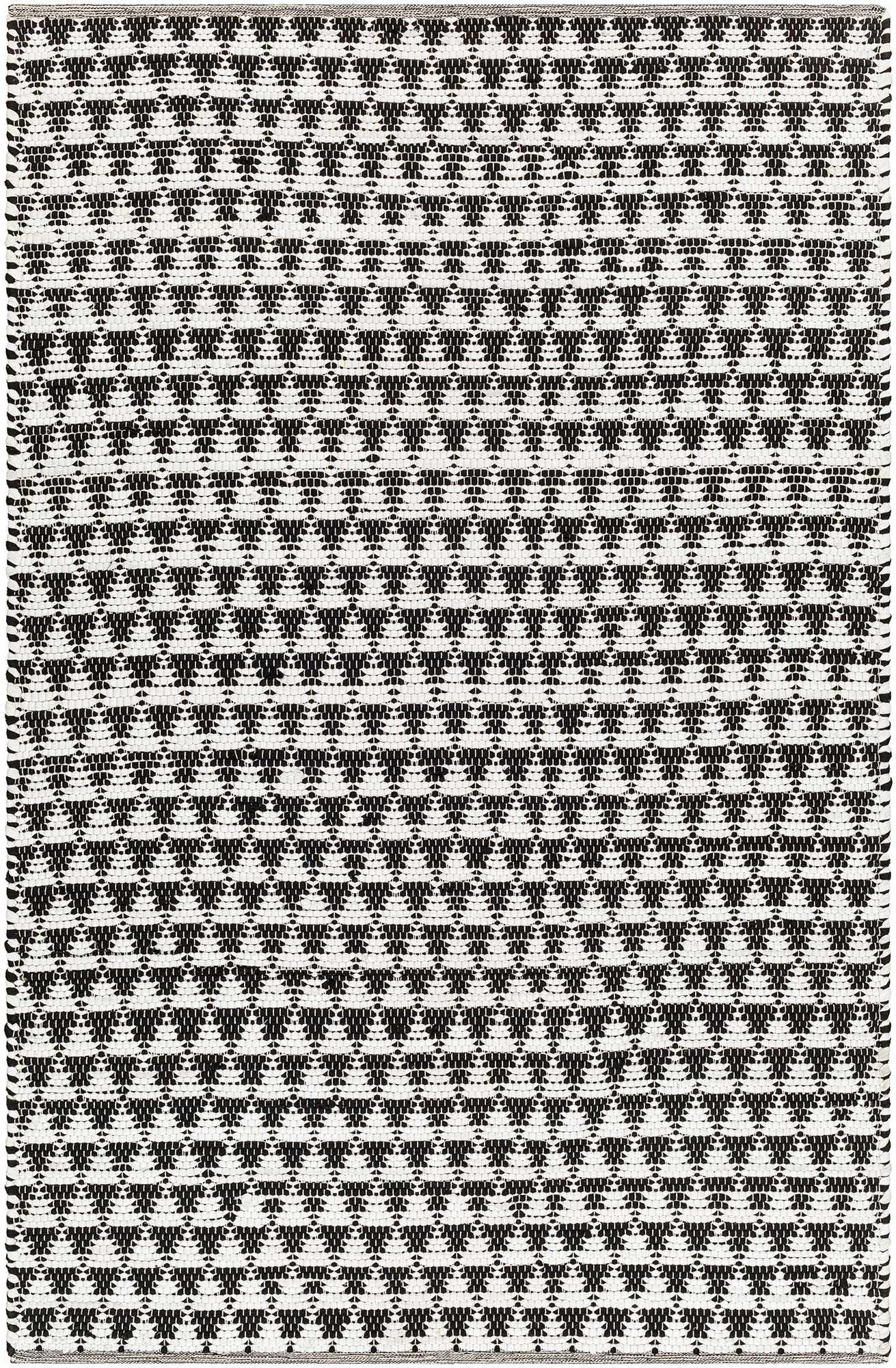 Modern Geometrical Pattern Black Hand Woven Jute Rug - Image 3