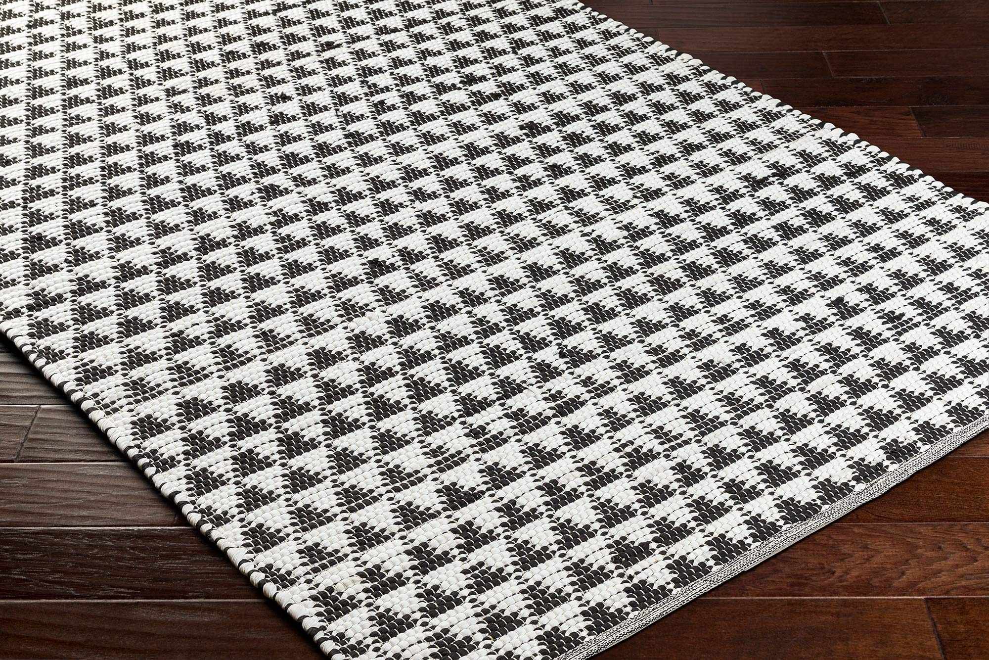 Modern Geometrical Pattern Black Hand Woven Jute Rug - Image 5