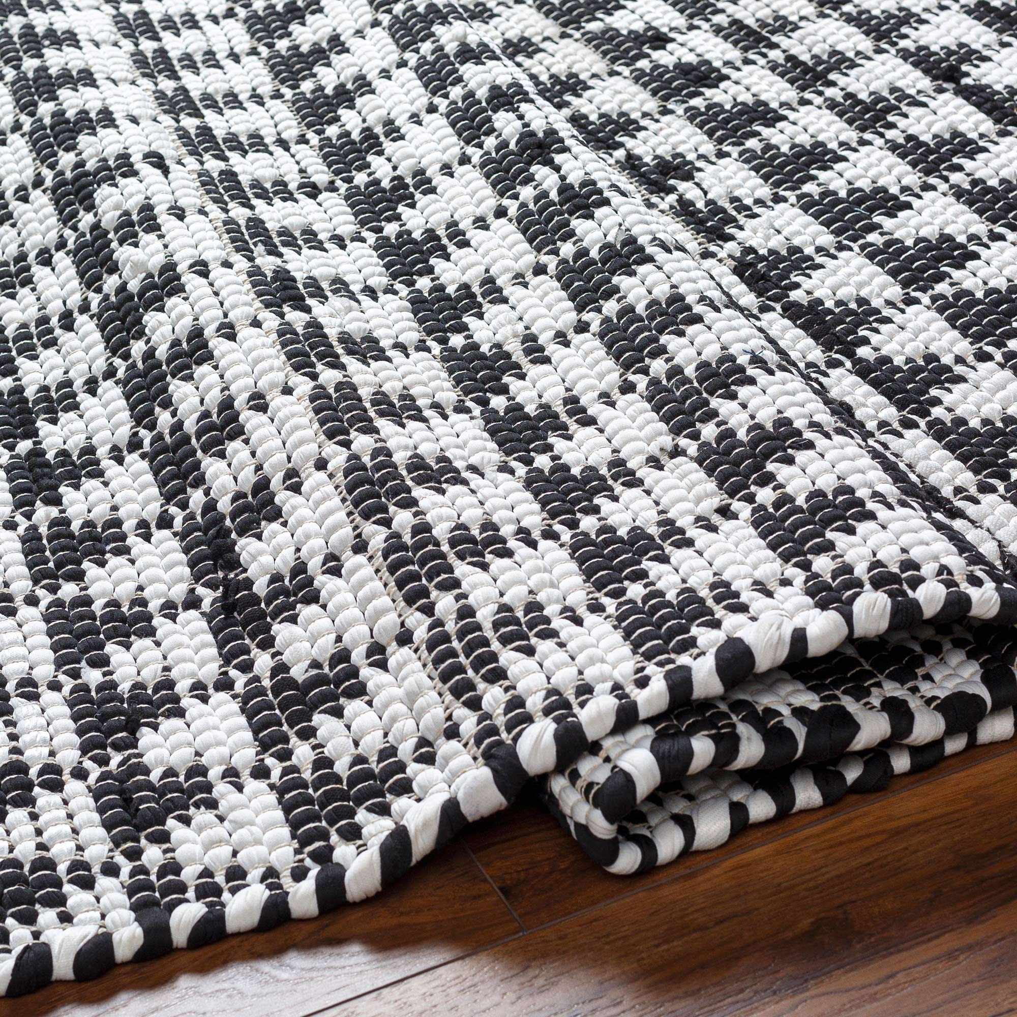 Modern Geometrical Pattern Black Hand Woven Jute Rug - Image 7
