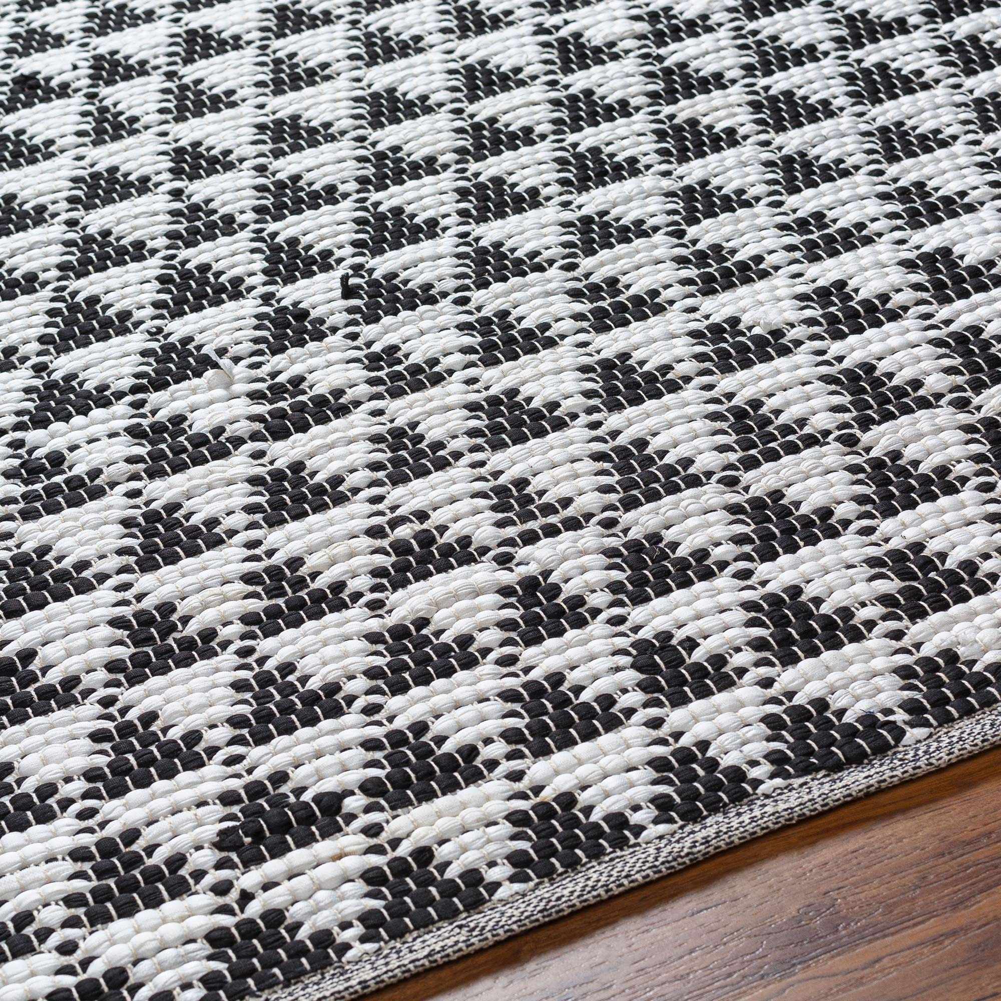 Modern Geometrical Pattern Black Hand Woven Jute Rug - Image 8
