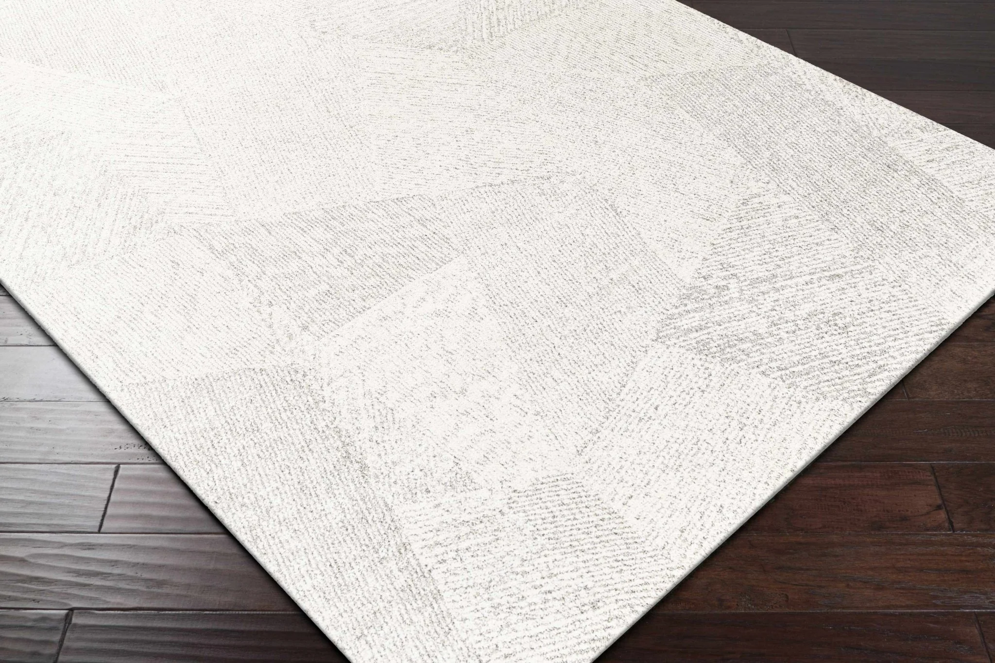 Modern Geometrical Pattern Cream Machine Woven Rug - Image 4
