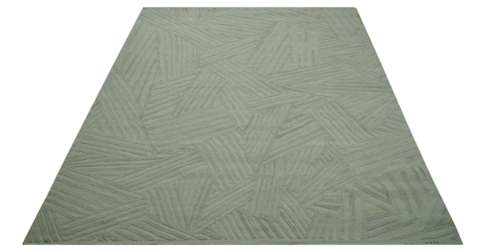 Modern Geometrical Pattern Silver Hand Knotted 10x13 Wool Area Rug - Image 10