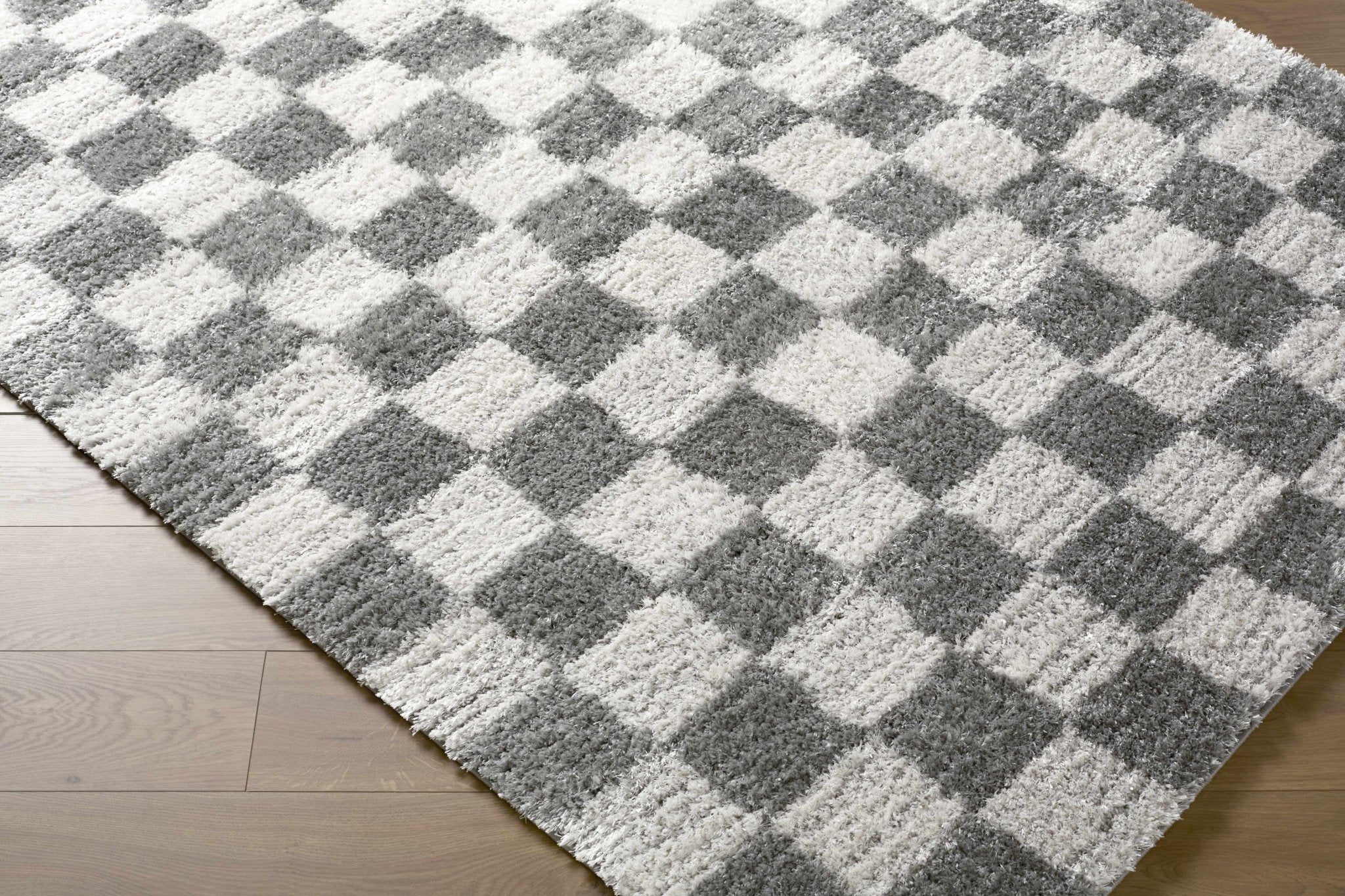 Modern Geometrical Pattern White And Charcoal Area Rug - Image 3