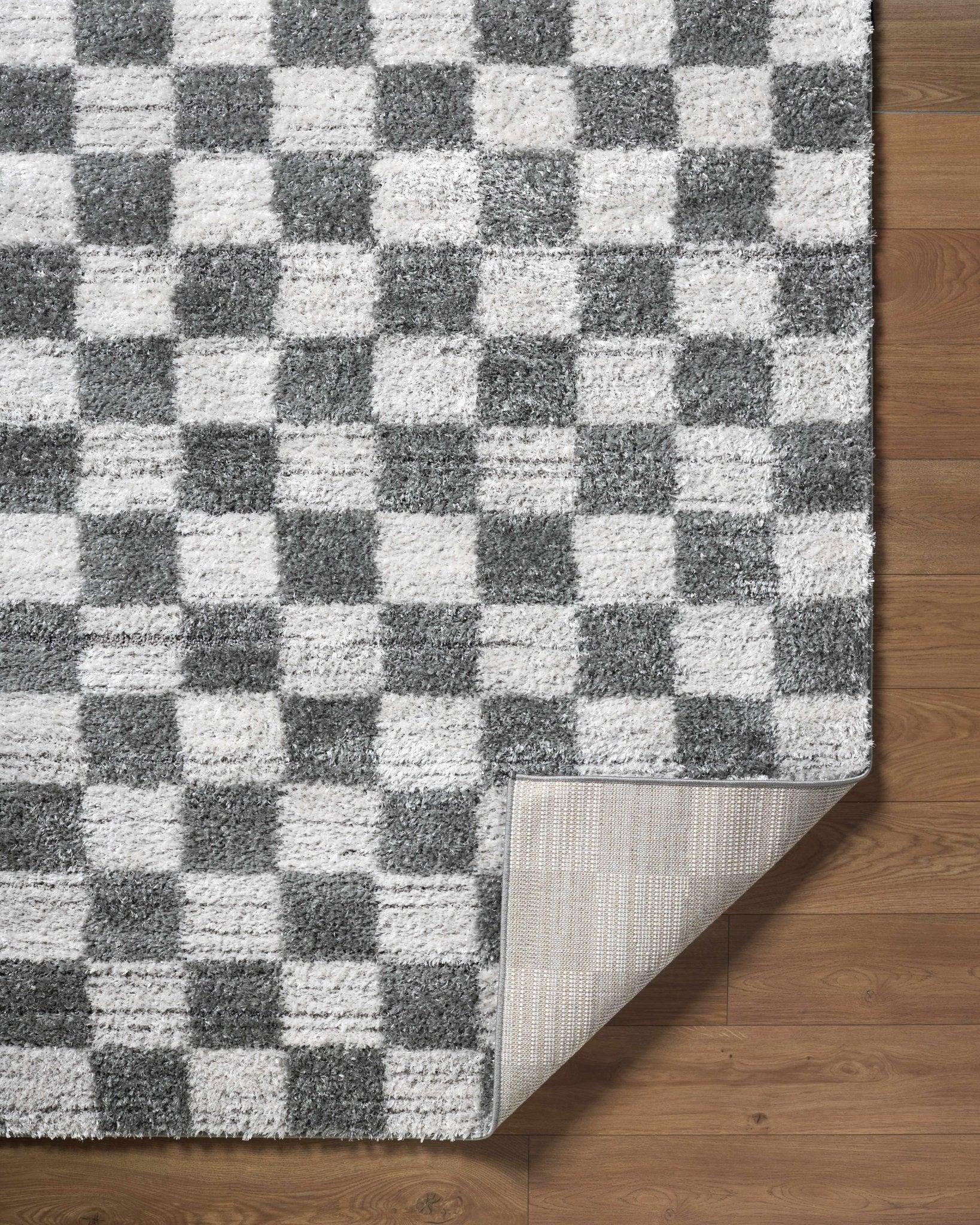 Modern Geometrical Pattern White And Charcoal Area Rug - Image 4