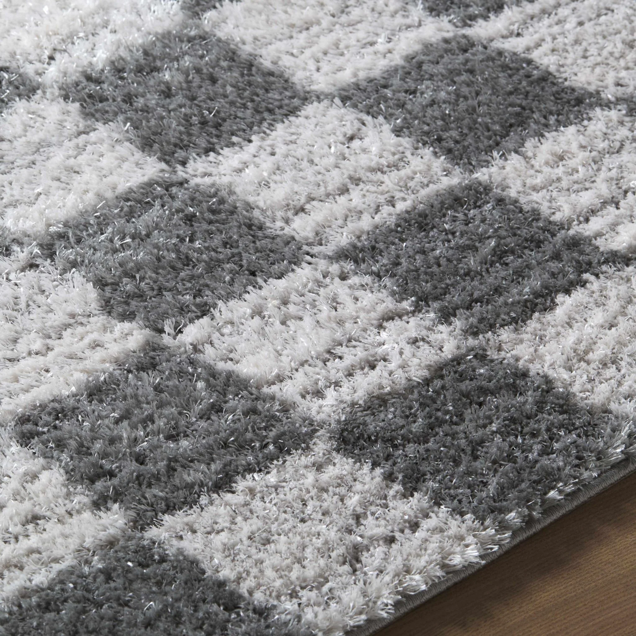 Modern Geometrical Pattern White And Charcoal Area Rug - Image 5
