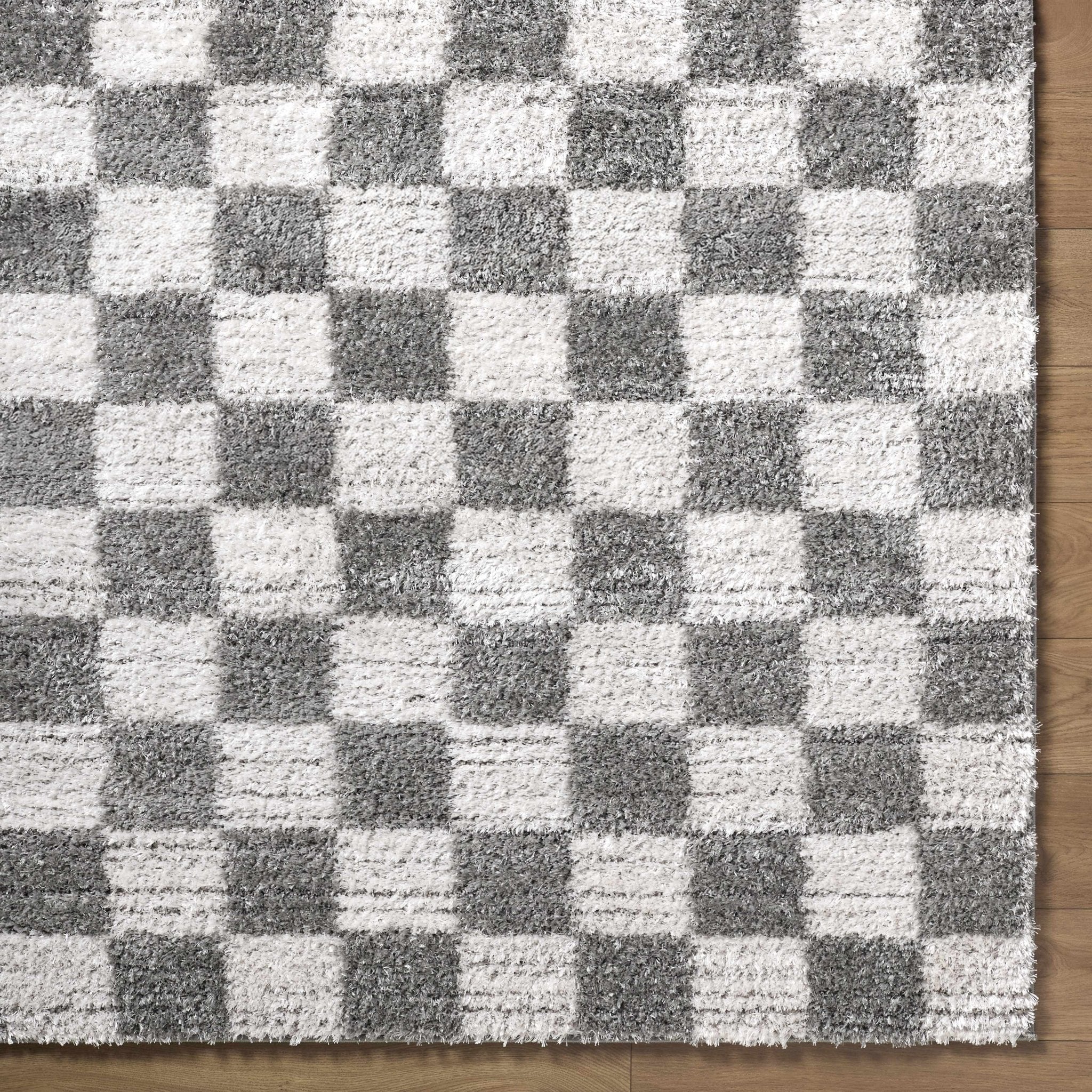 Modern Geometrical Pattern White And Charcoal Area Rug - Image 7