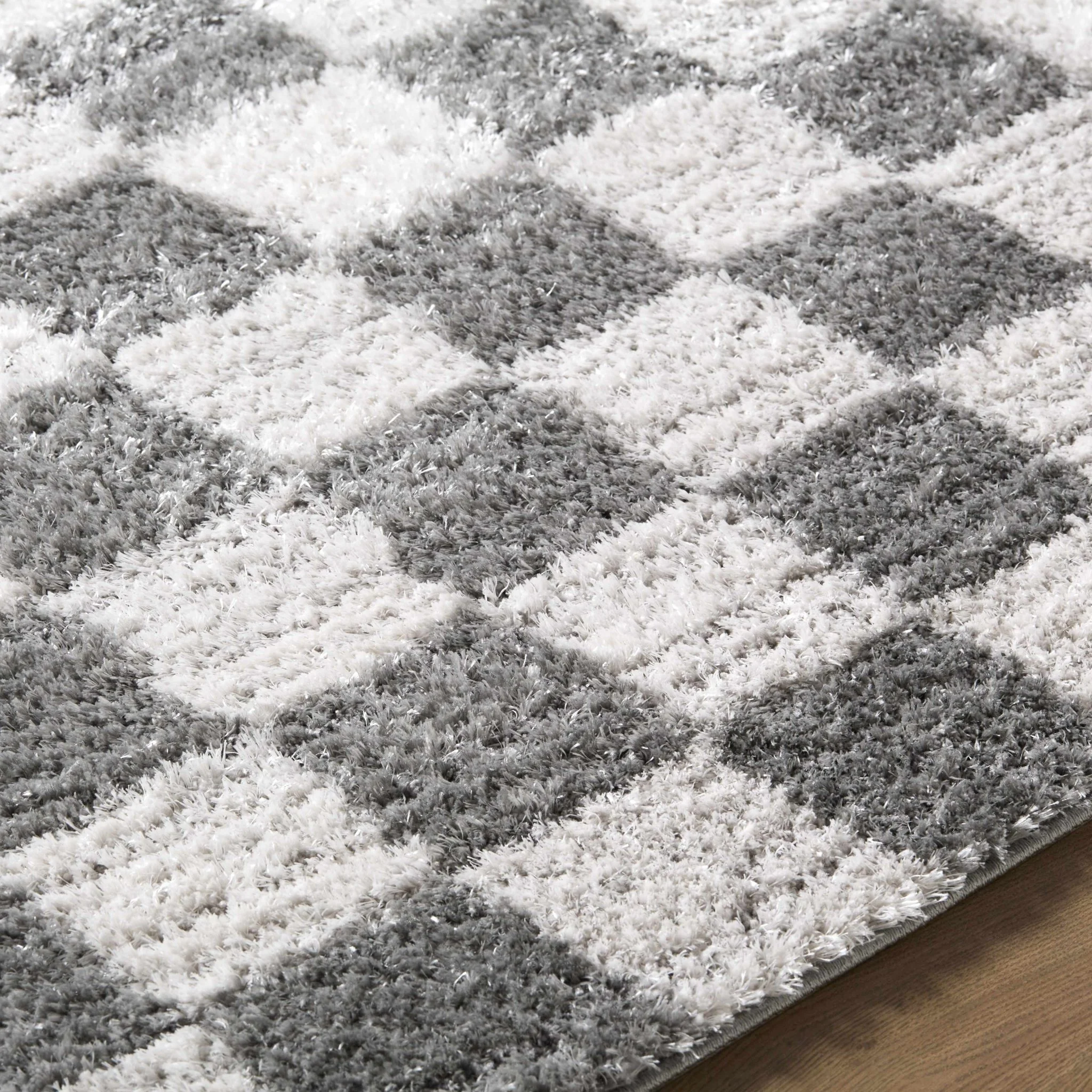 Modern Geometrical Pattern White And Charcoal Area Rug - Image 9