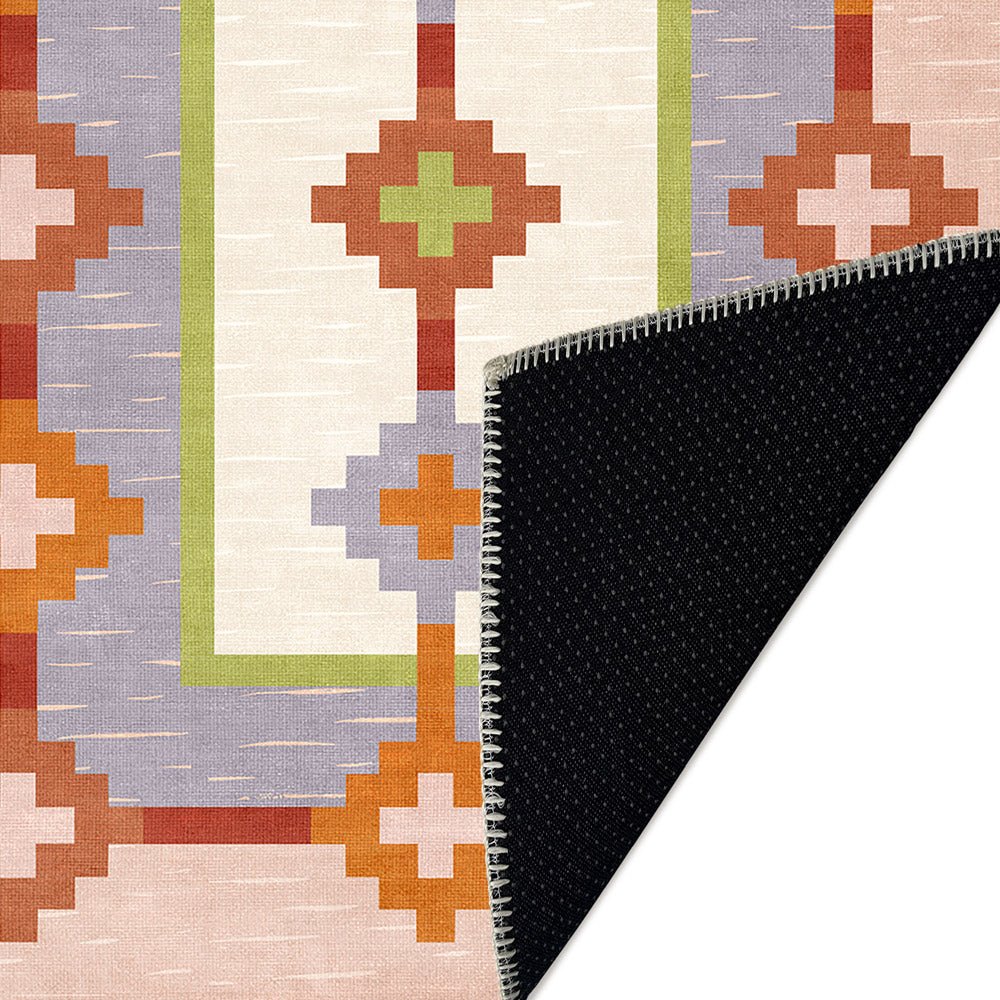 Modern Geometrical Peach Machine Washable Cotton Area Rug - Image 6