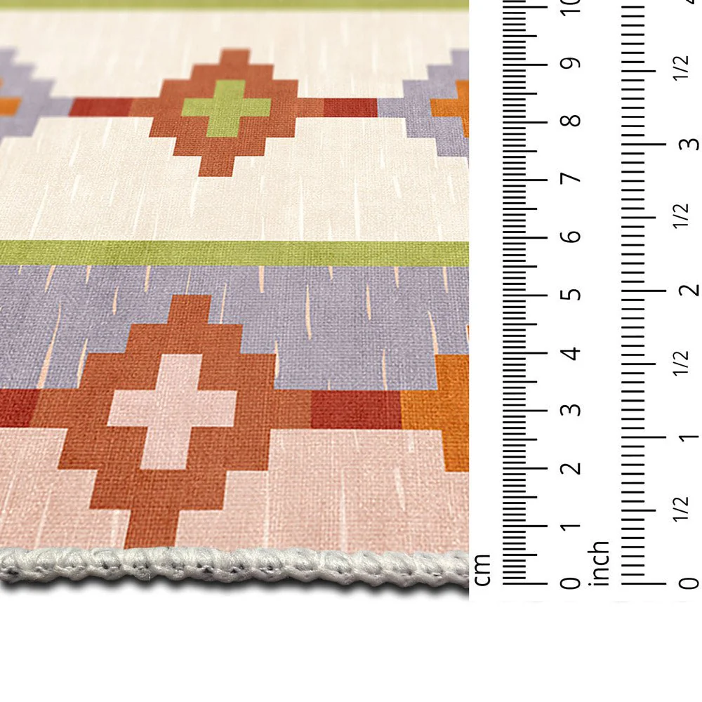 Modern Geometrical Peach Machine Washable Cotton Area Rug - Image 7