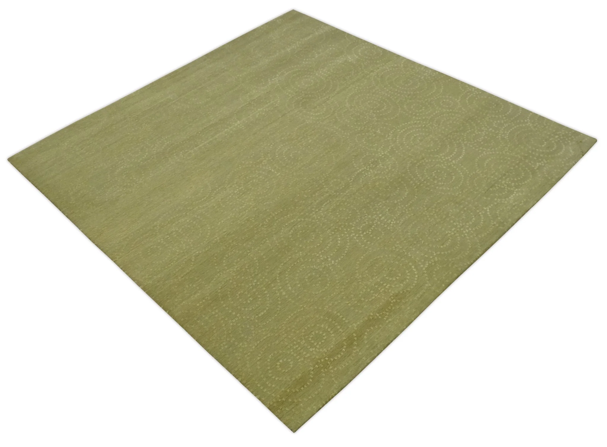 Modern Design Olive Hand loom 6x6 Square wool Area Rug - Image 10