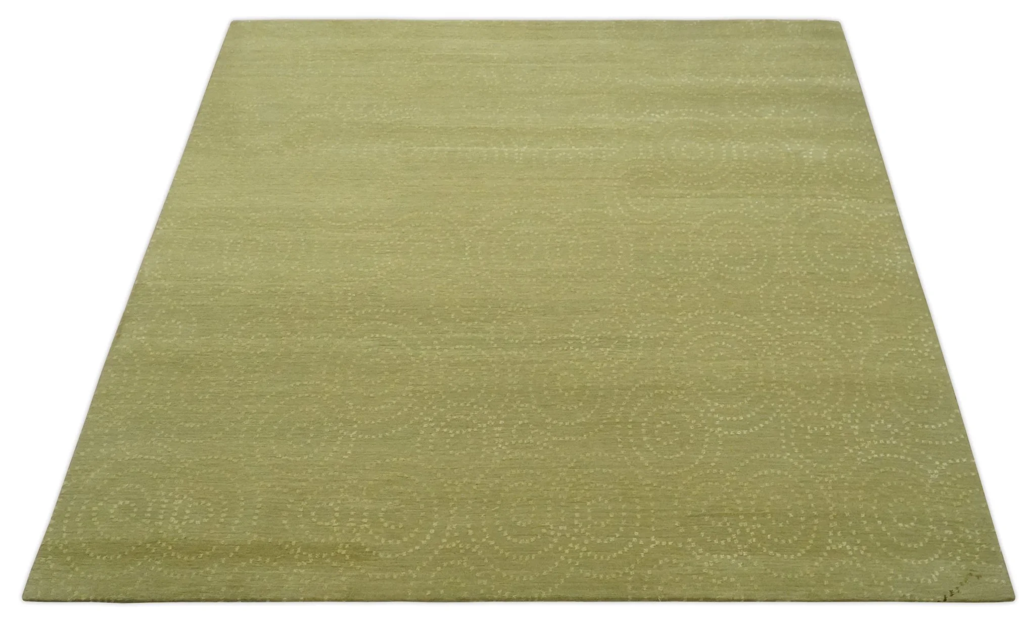 Modern Design Olive Hand loom 6x6 Square wool Area Rug - Image 11