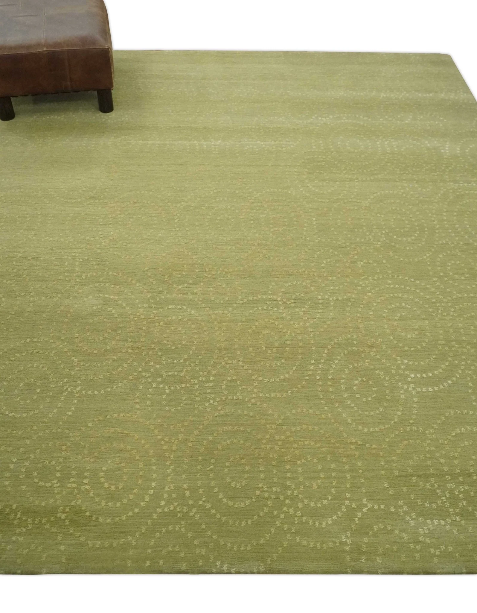 Modern Design Olive Hand loom 6x6 Square wool Area Rug - Image 4