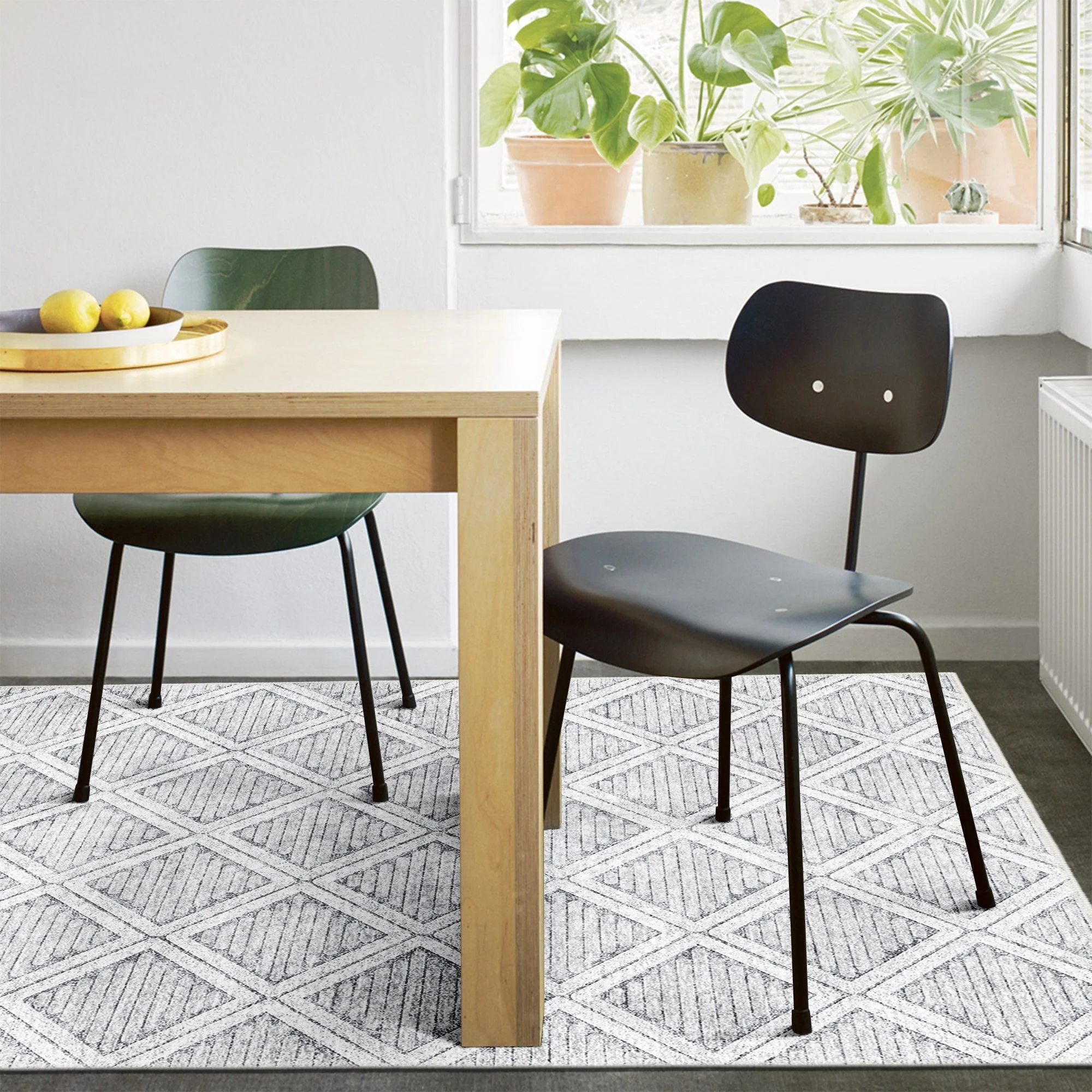 Modern Geometrical Silver Machine Washable Cotton Area Rug - Image 6