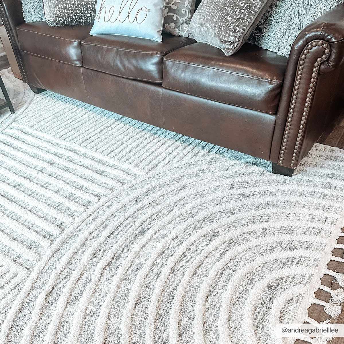 Modern Geometrical stripes Texture Beige high low Area Rug - Image 5