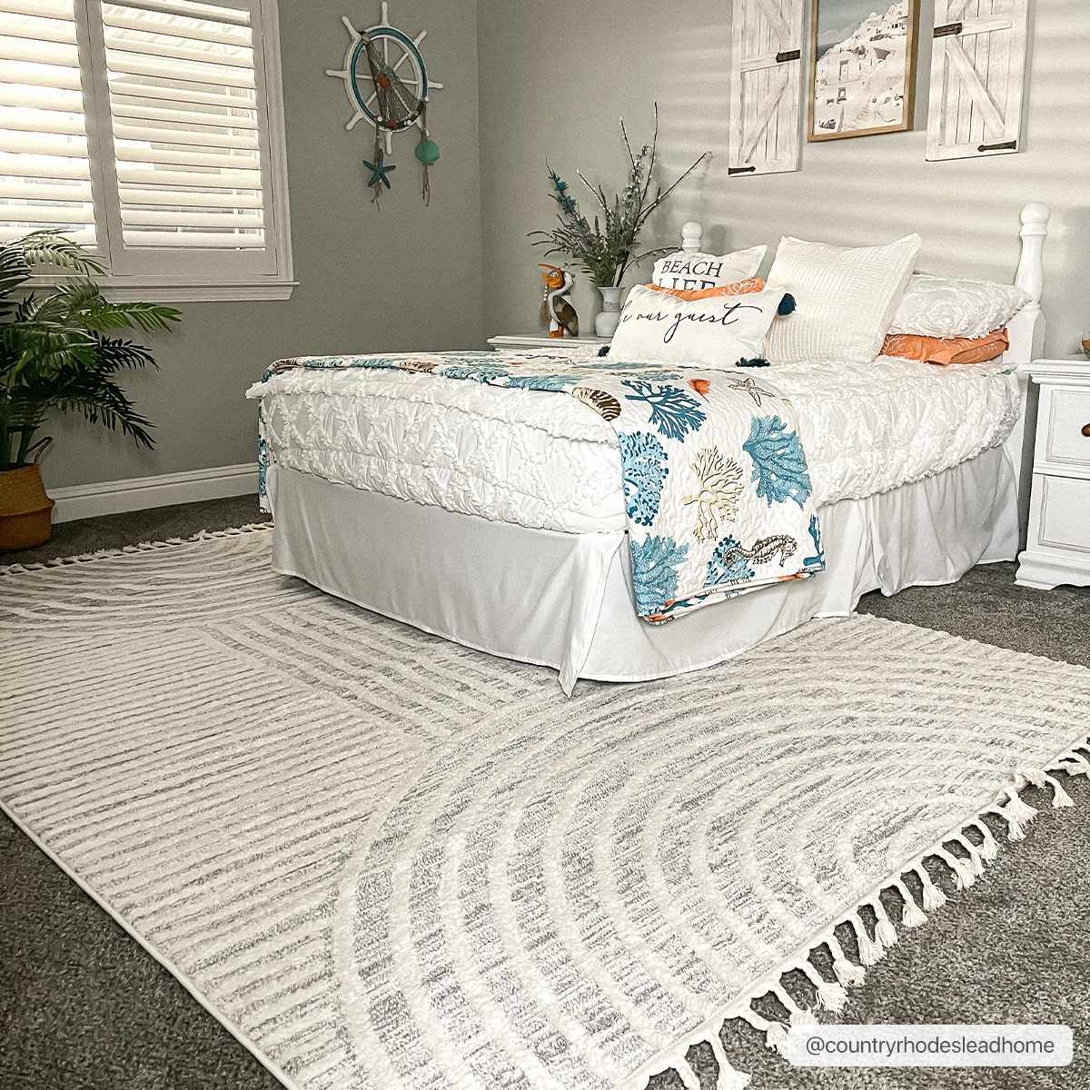 Modern Geometrical stripes Texture Beige high low Area Rug - Image 8