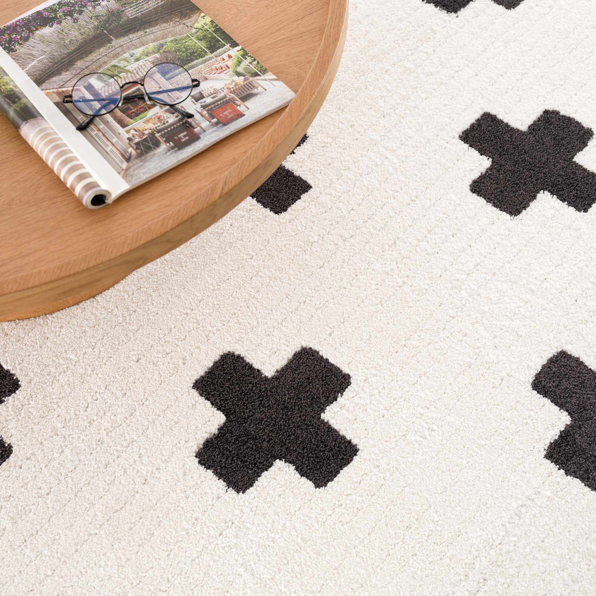 Modern Geometrical Stripes texture Ivory and Charcoal area rug - Image 13