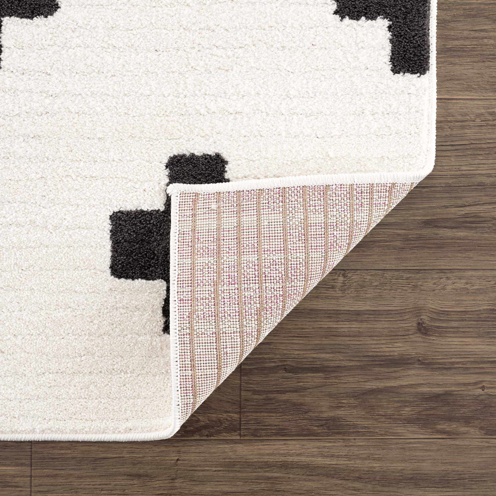 Modern Geometrical Stripes texture Ivory and Charcoal area rug - Image 6