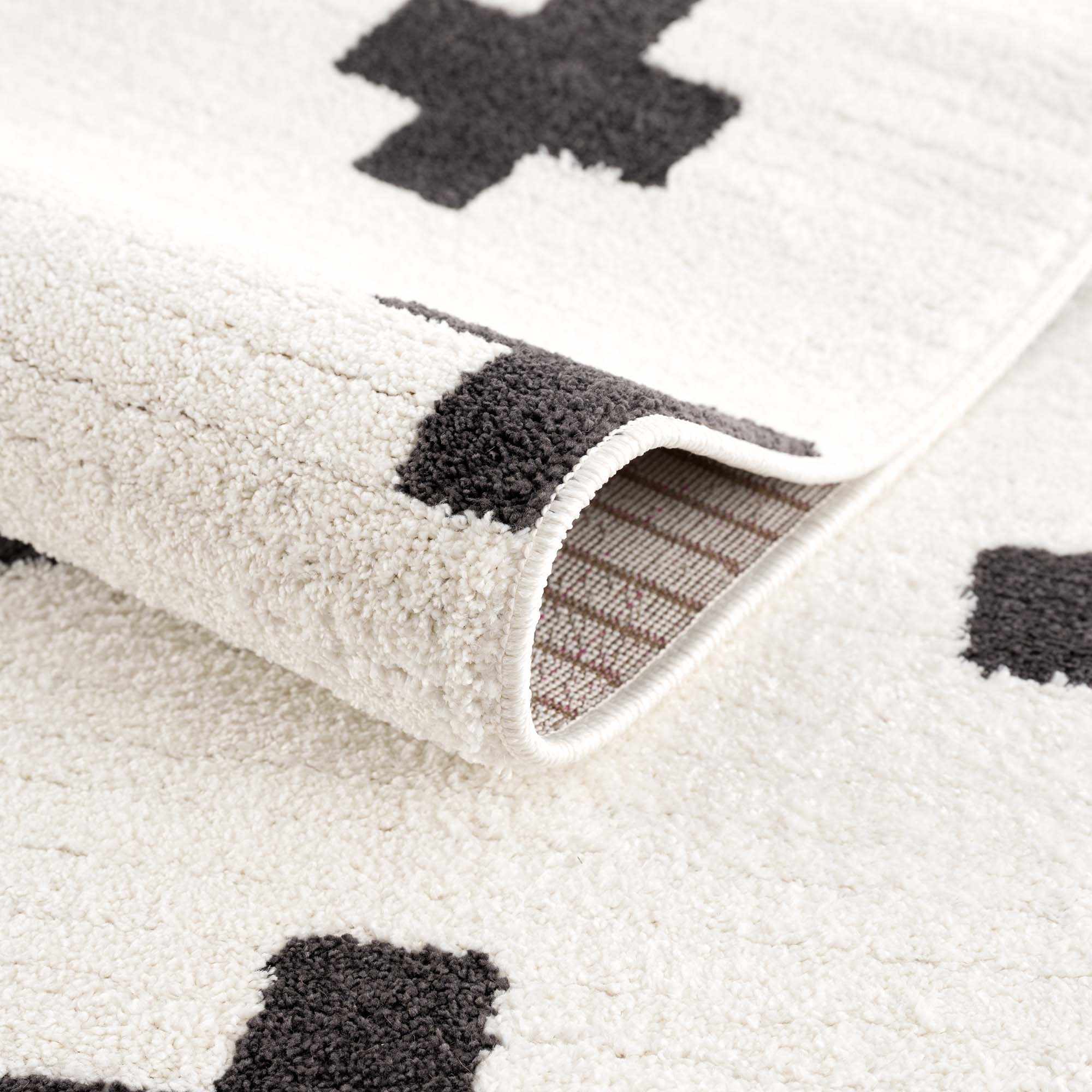 Modern Geometrical Stripes texture Ivory and Charcoal area rug - Image 7