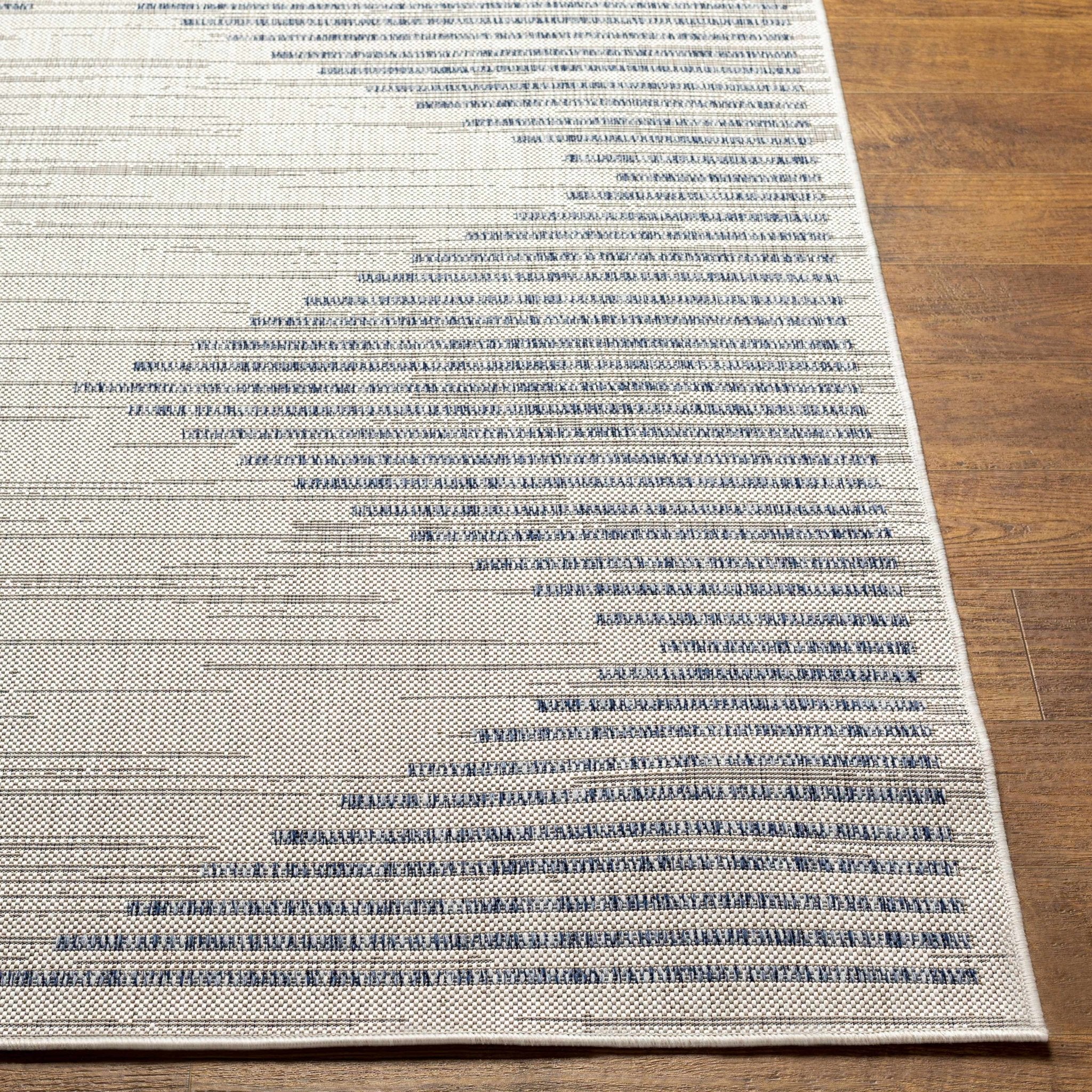 Modern Geometrical Style Blue And Ivory Area Rug - Image 2