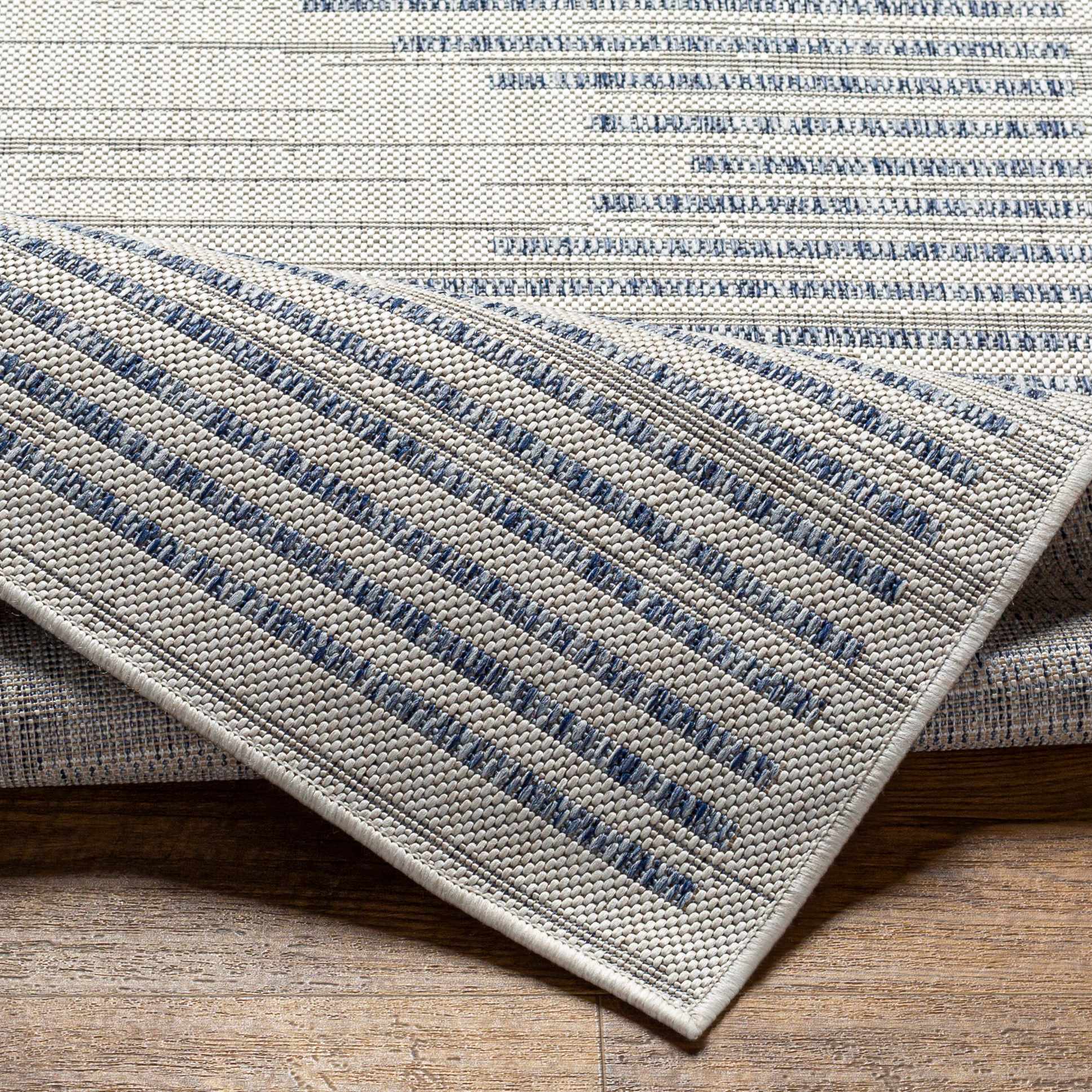 Modern Geometrical Style Blue And Ivory Area Rug - Image 3