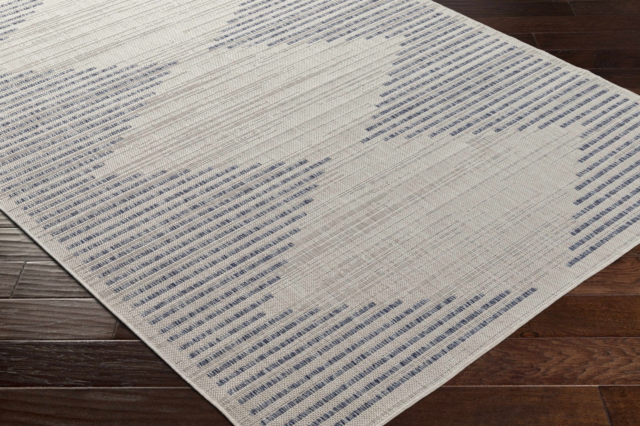 Modern Geometrical Style Blue And Ivory Area Rug - Image 6