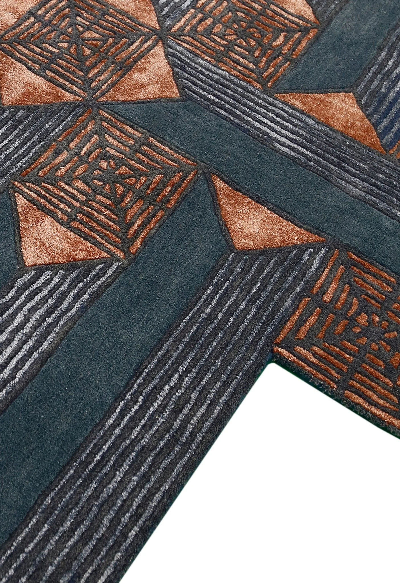 Empress Modern Geometrical Style Gray Hand Tufted 5x8 Wool Rug - Image 3