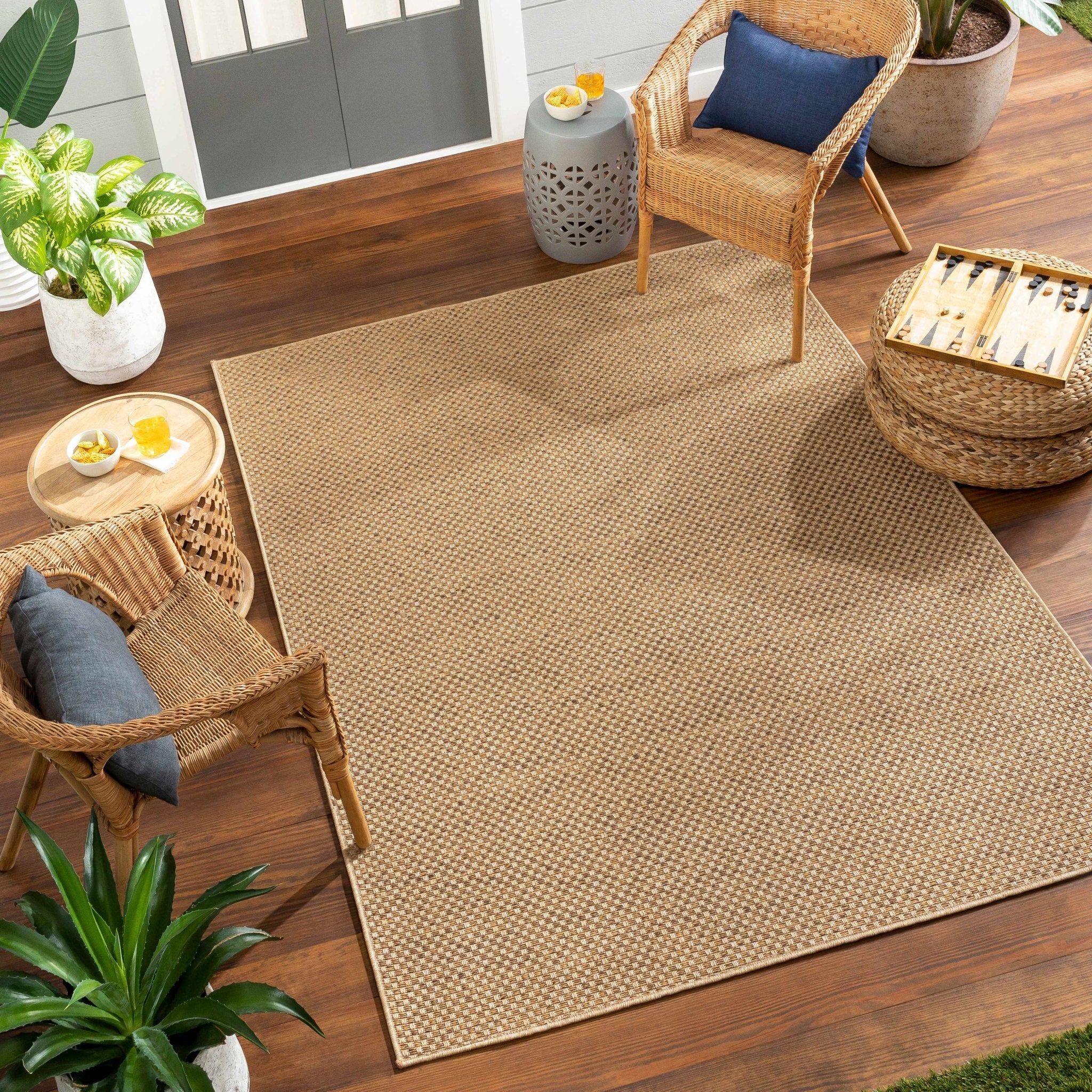 Modern Geometrical Tan and Natural Brown Outdoor safe jute area rug - Image 6