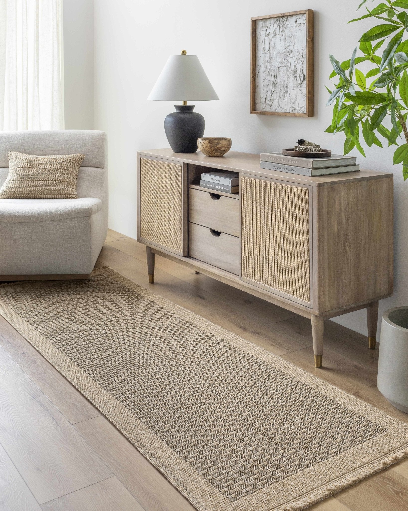 Modern Geometrical Texture Camel and Black Indoor & Outdoor Safe Area Rug - Image 10