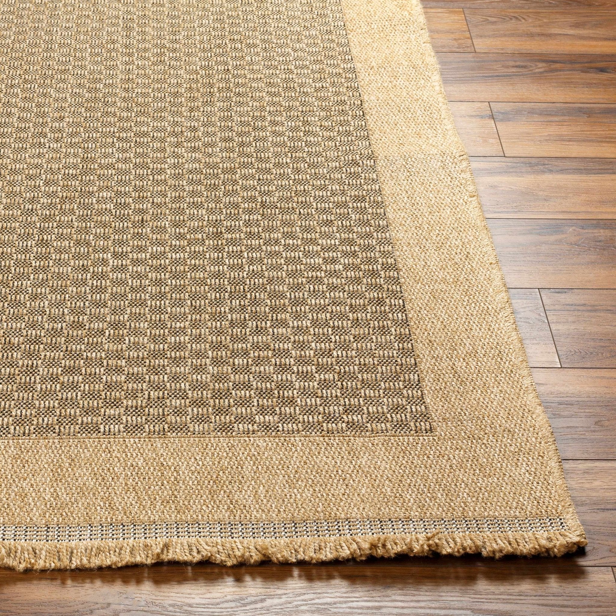 Modern Geometrical Texture Camel and Black Indoor & Outdoor Safe Area Rug - Image 2