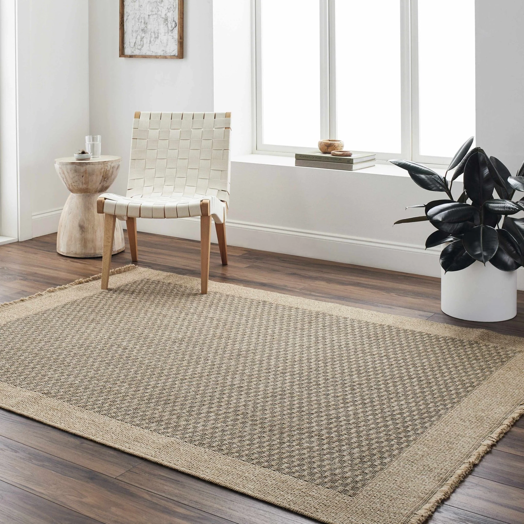 Modern Geometrical Texture Camel and Black Indoor & Outdoor Safe Area Rug - Image 8