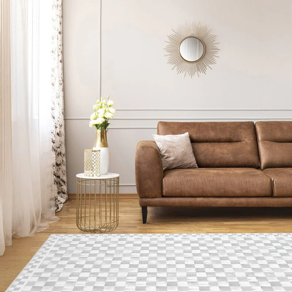 Modern Geometrical White Machine Washable Cotton Area Rug - Image 3