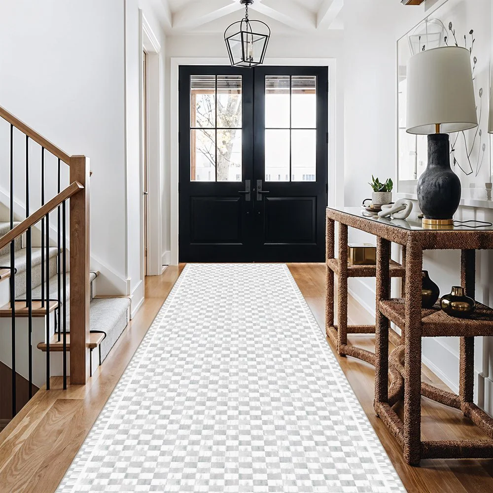 Modern Geometrical White Machine Washable Cotton Area Rug - Image 6