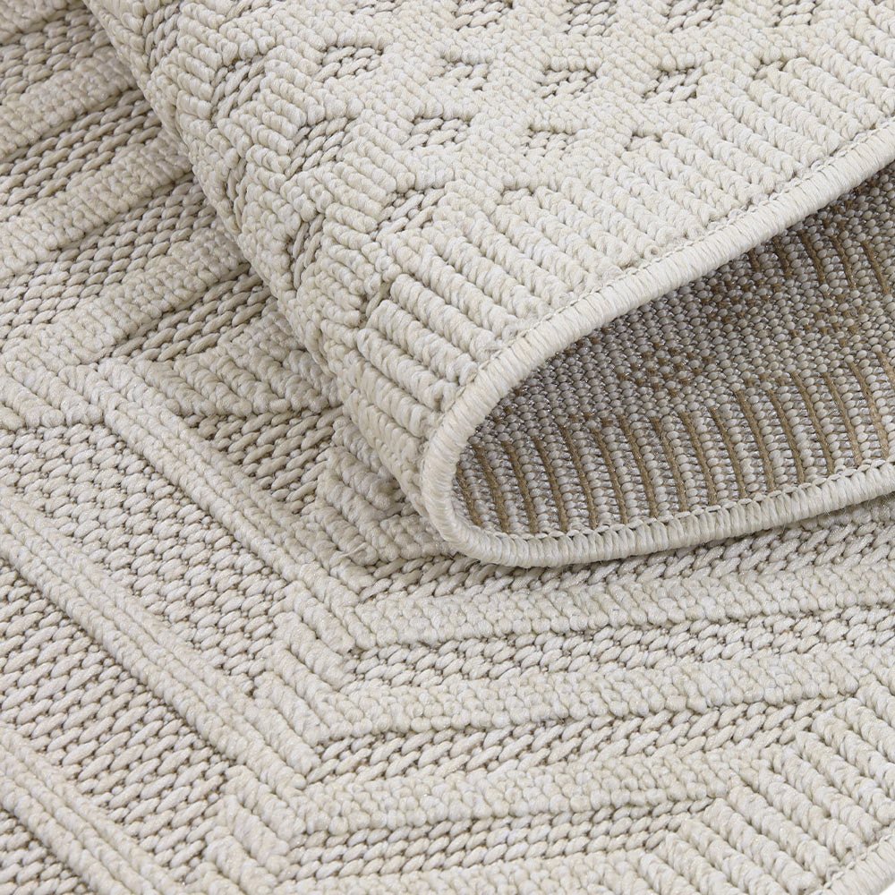 Modern Geometrical White Machine Washable Polypropylene Rug - Image 4