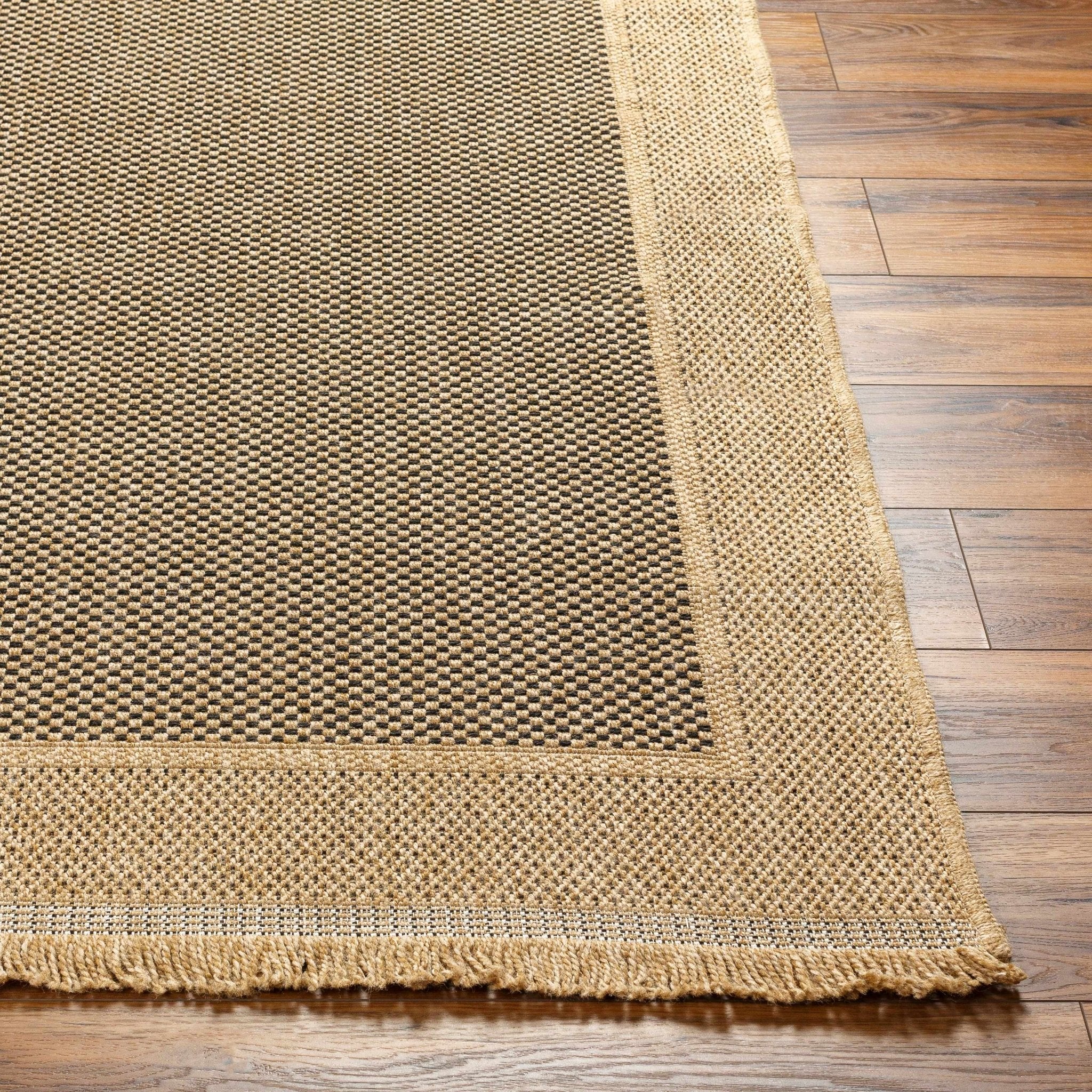 Modern Giles Pattern Tan And Black Machine Woven Indoor & Outdoor Rug - Image 2
