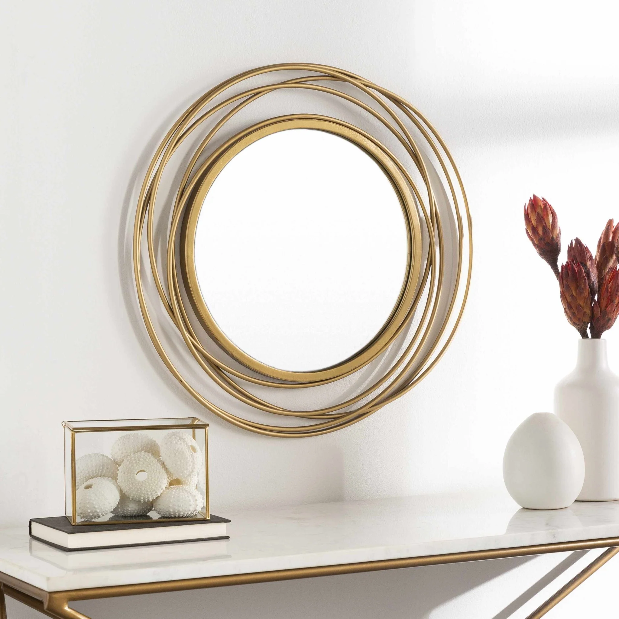 Modern Golden Ring Wall Mirror Perfect for Home Decor - Image 3