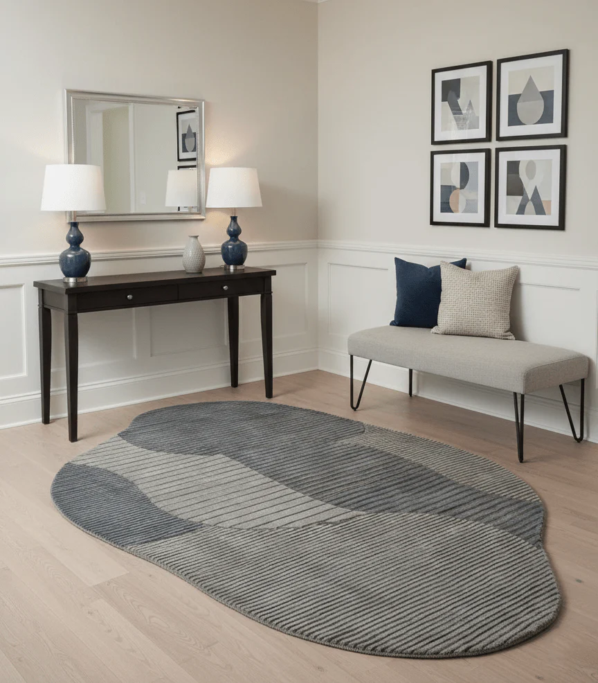 Stone Modern Gray And Silver Hand Tufted 5x7 Wool Area Rug - Image 2