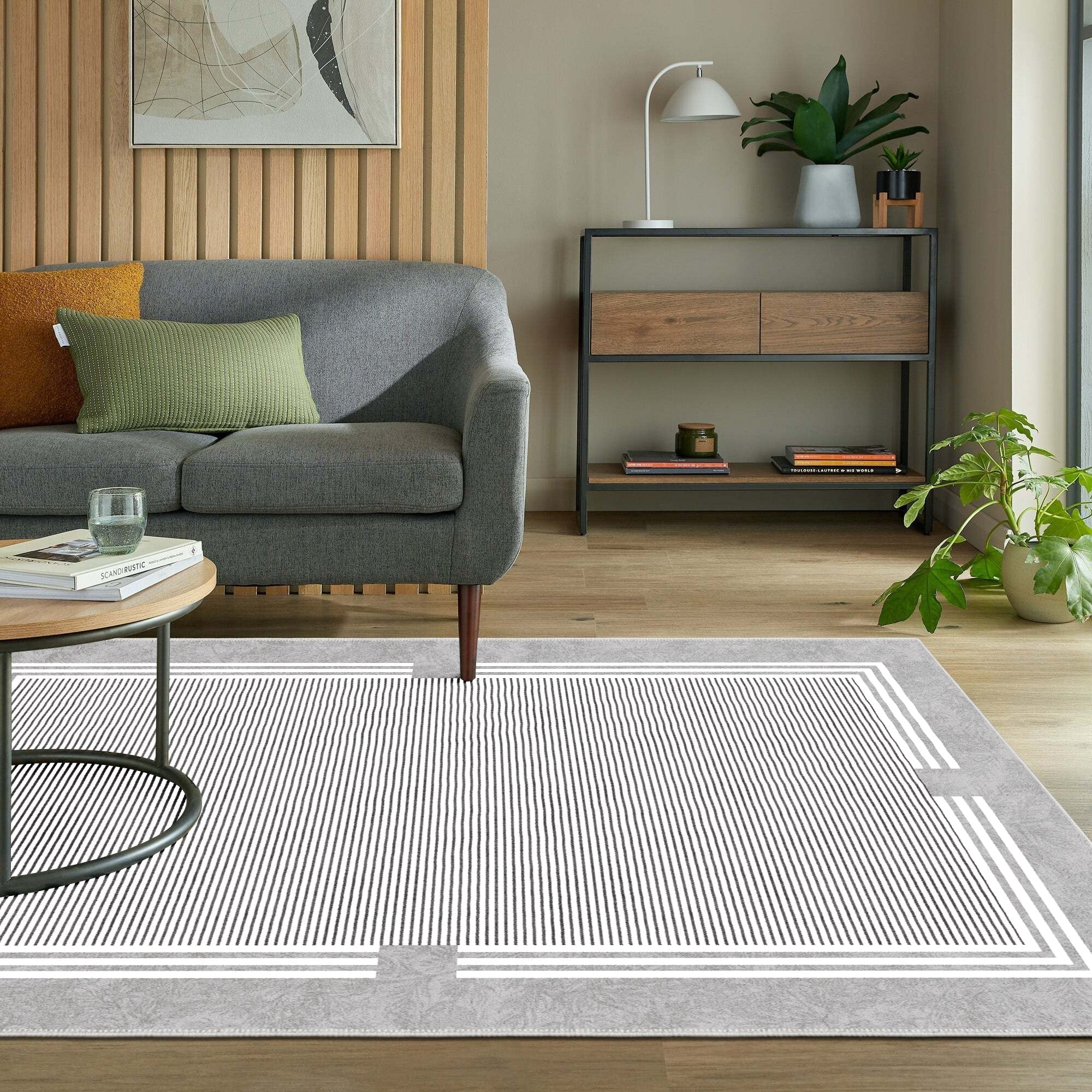 Modern Gray Machine Washable Cotton Area Rug - Image 3