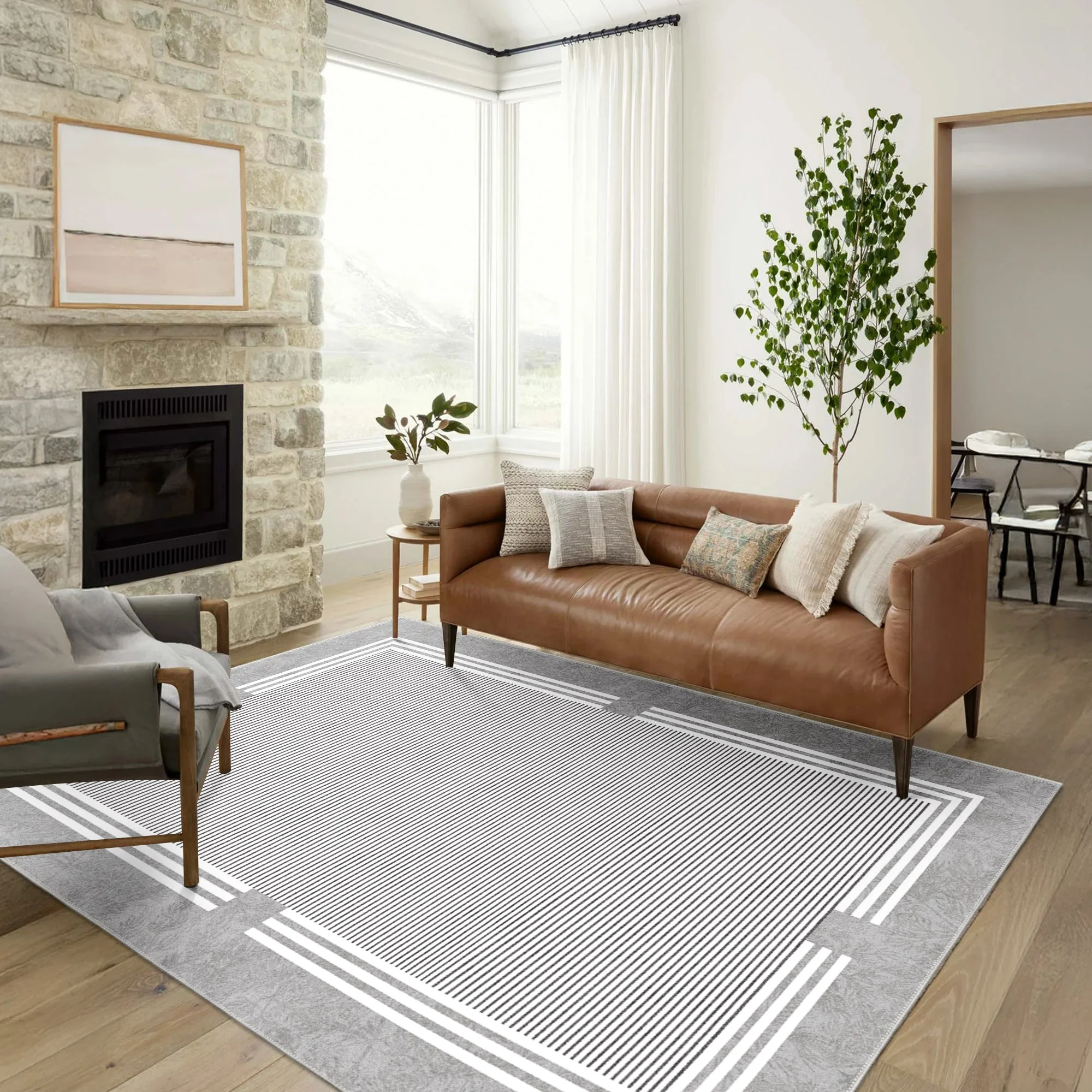 Modern Gray Machine Washable Cotton Area Rug - Image 6