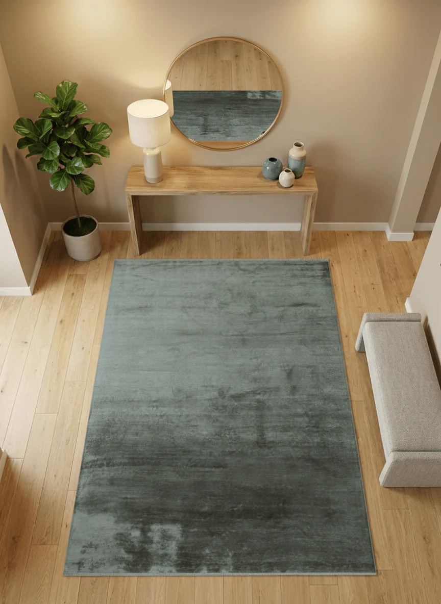 Modern Gray Solid Design 6x8.7  Hand Knotted Wool Area Rug - Image 2