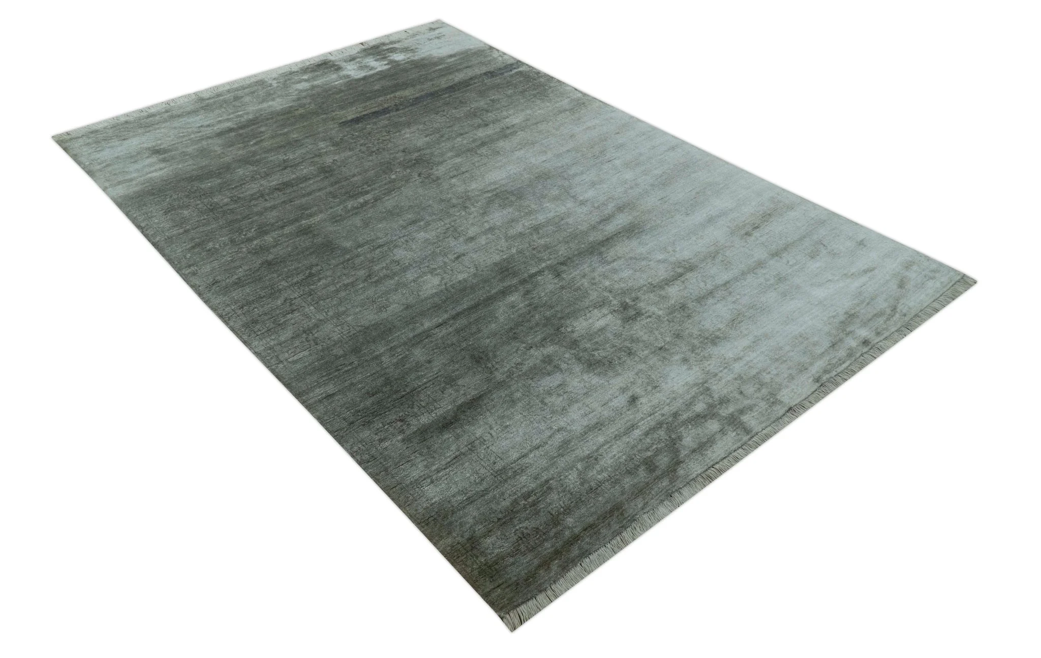 Modern Gray Solid Design 6x8.7  Hand Knotted Wool Area Rug - Image 4