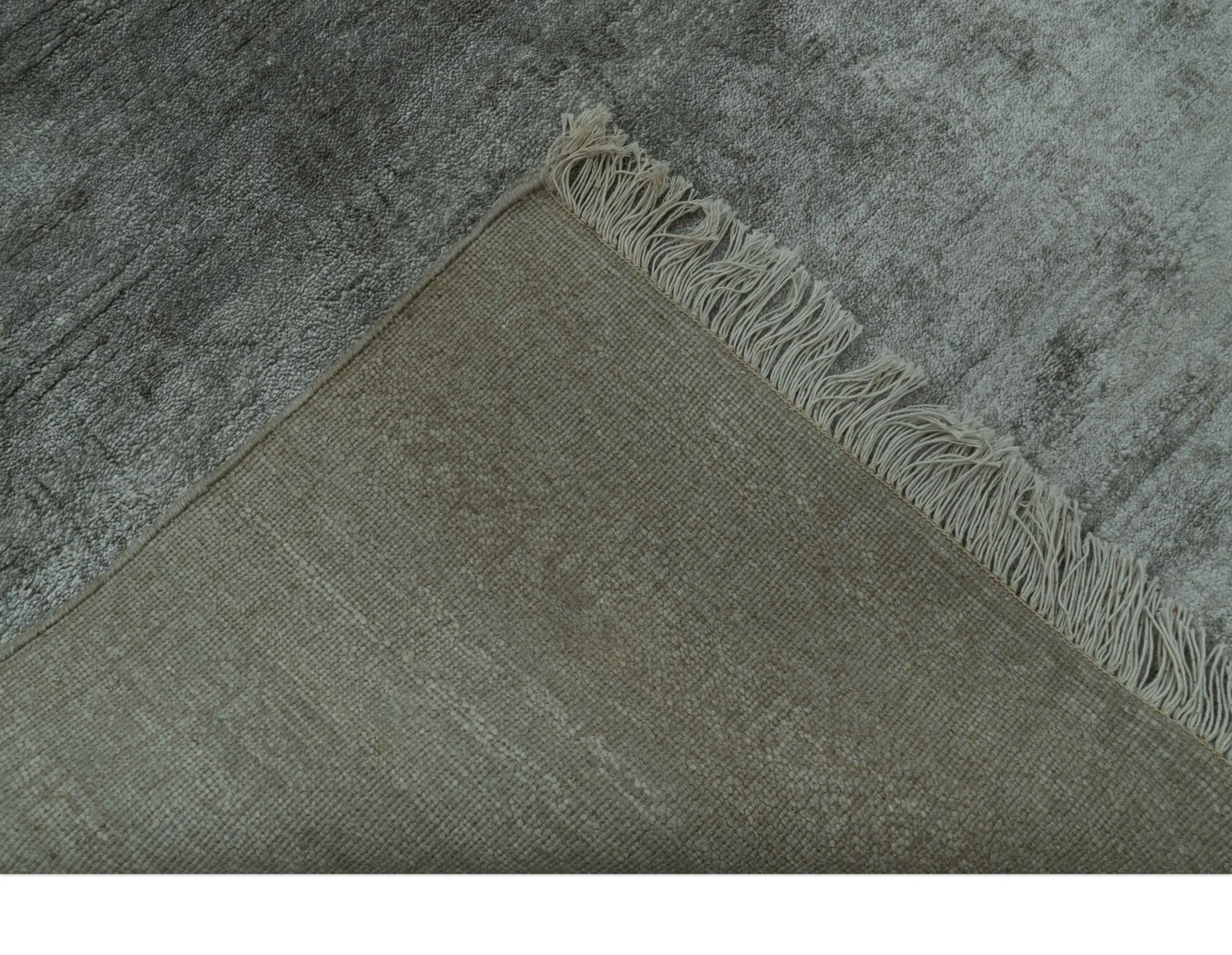 Modern Gray Solid Design 6x8.7  Hand Knotted Wool Area Rug - Image 6
