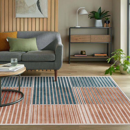 Modern Grey And Brown Machine Washable Cotton Area Rug - Image 2